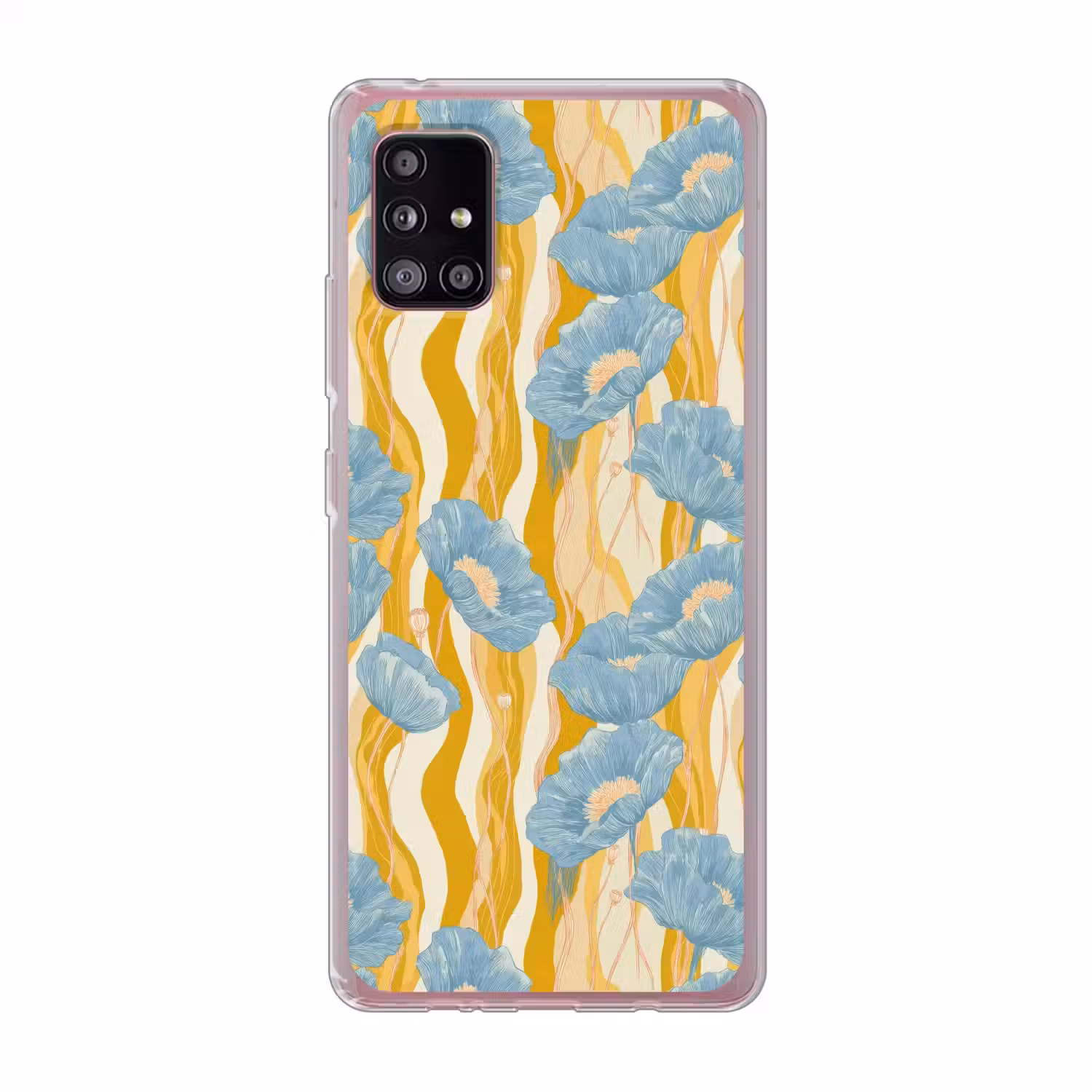 Papavers - Botanisch - Blauw Telefoonhoesje Samsung Galaxy A51 5G klein 373 -3d