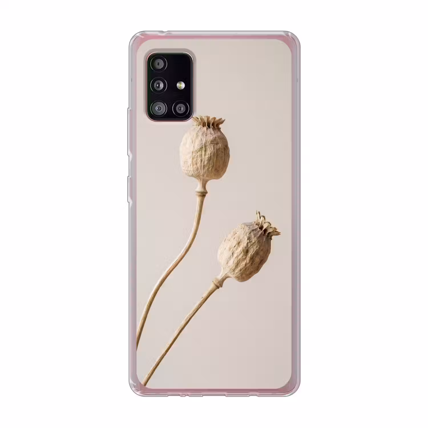 Papaverbollen - Droogbloemen - Minimalistisch - Beige - Rustig Telefoonhoesje Samsung Galaxy A51 5G klein -3d