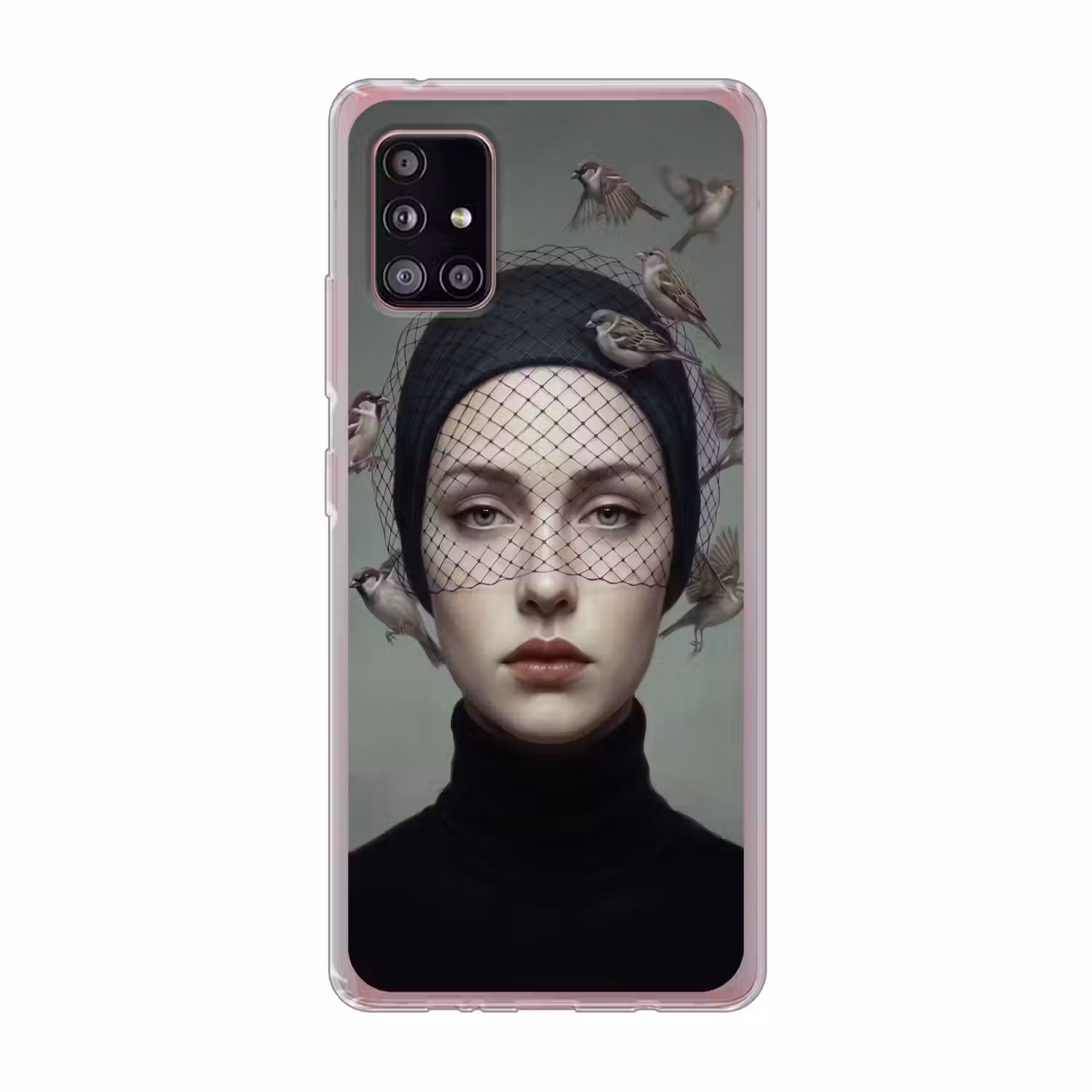 Portret - Vogels - Zwart Telefoonhoesje Samsung Galaxy A51 5G klein -3d