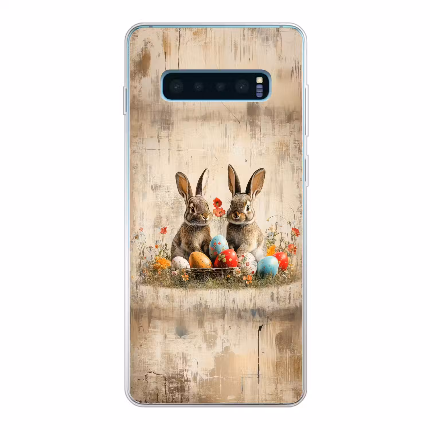 Konijnen - Bloemen - Eieren Telefoonhoesje Samsung Galaxy S10 Lite klein -3d