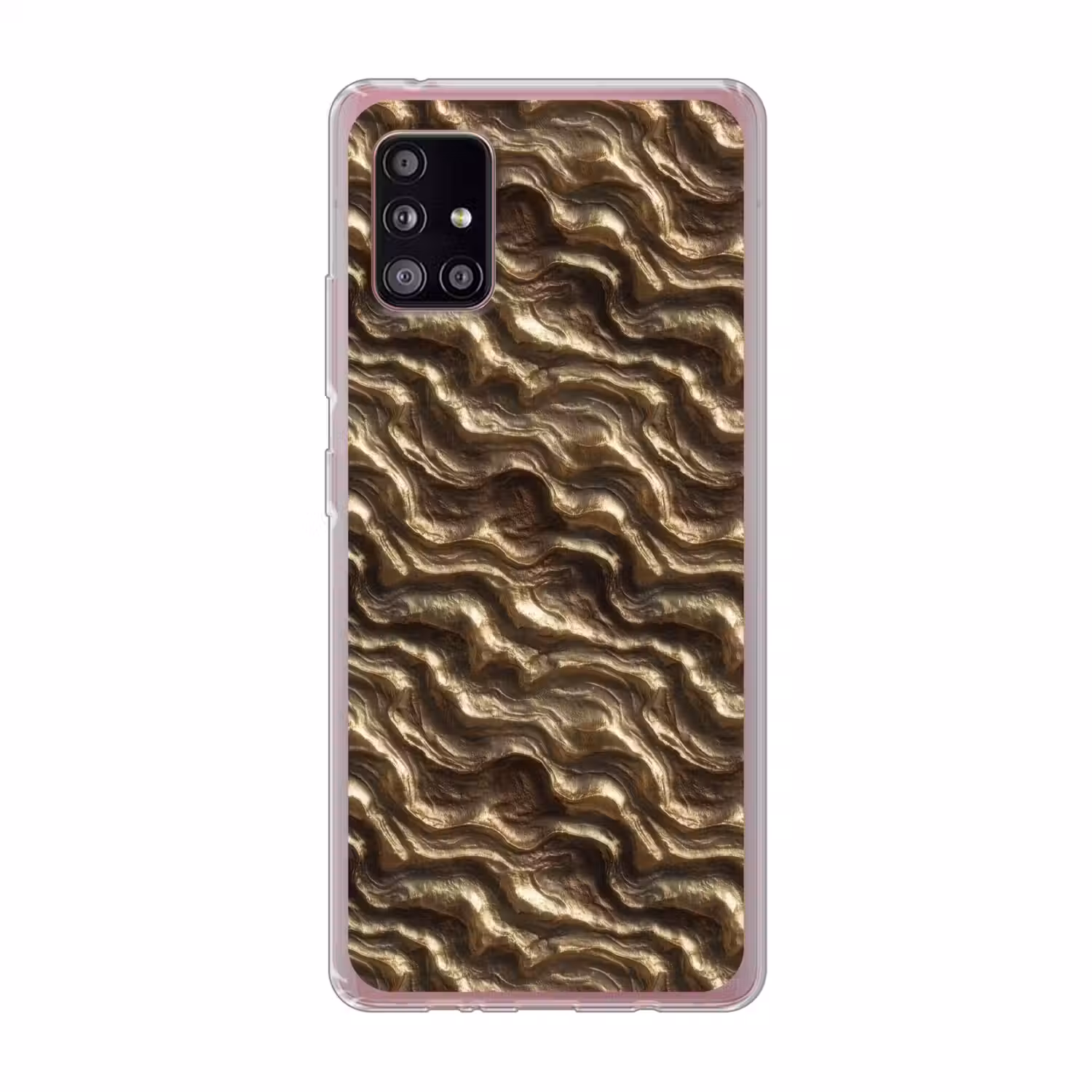 Reliëf - Golven - Abstract - Bronsgoud Telefoonhoesje Samsung Galaxy A51 5G klein 373 -3d