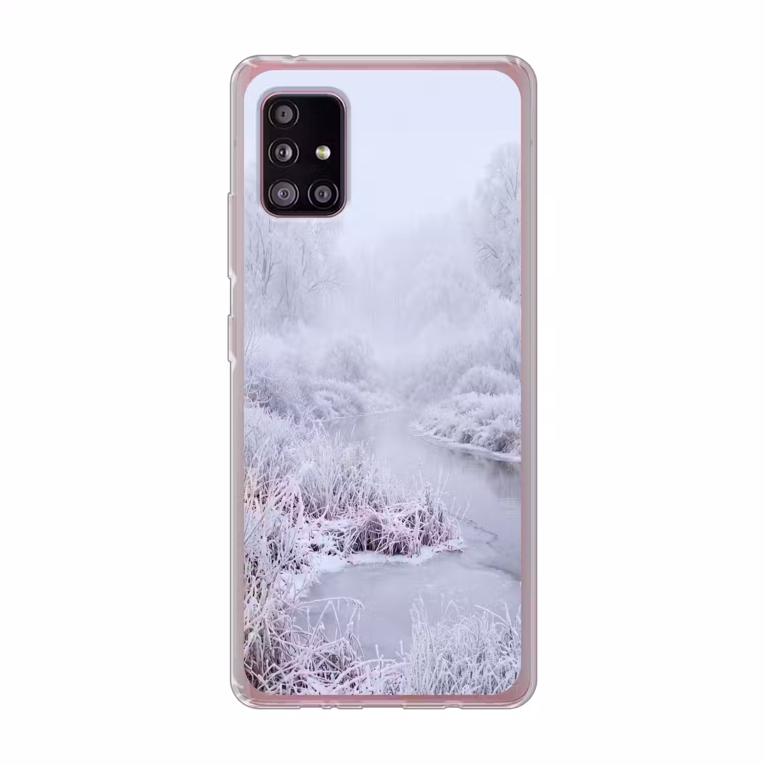 Rivier - Sneeuw - Bos - Winter - Schilderachtig Telefoonhoesje Samsung Galaxy A51 5G klein -3d