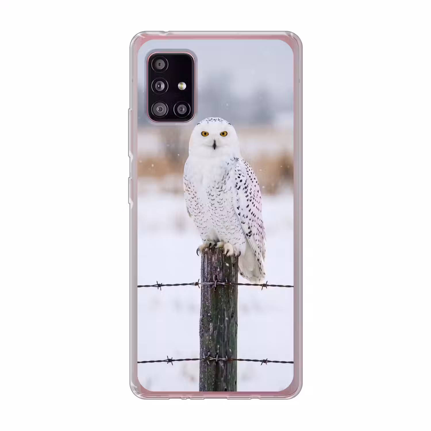 Sneeuwuil - Hek - Sneeuw - Wit Telefoonhoesje Samsung Galaxy A51 5G klein -3d