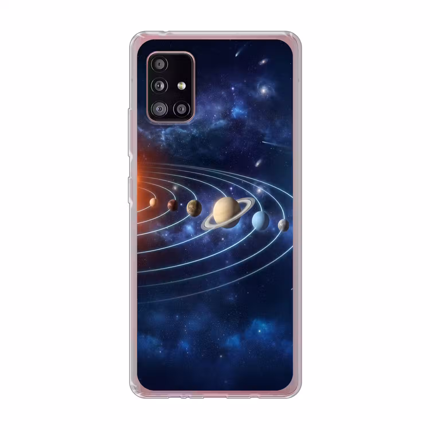 Ruimte - Zonnestelsel - Blauw Telefoonhoesje Samsung Galaxy A51 5G klein -3d
