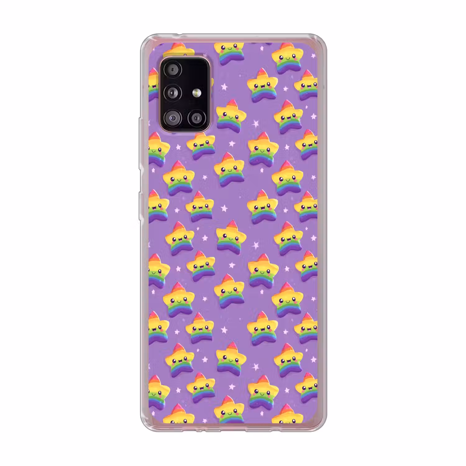 Sterren - Regenboog - Paars Telefoonhoesje Samsung Galaxy A51 5G klein 373 -3d