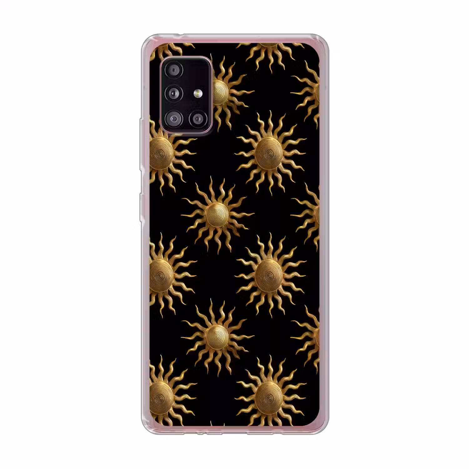 Zon - Patroon - Luxe - Goud - Zwart Telefoonhoesje Samsung Galaxy A51 5G klein 373 -3d