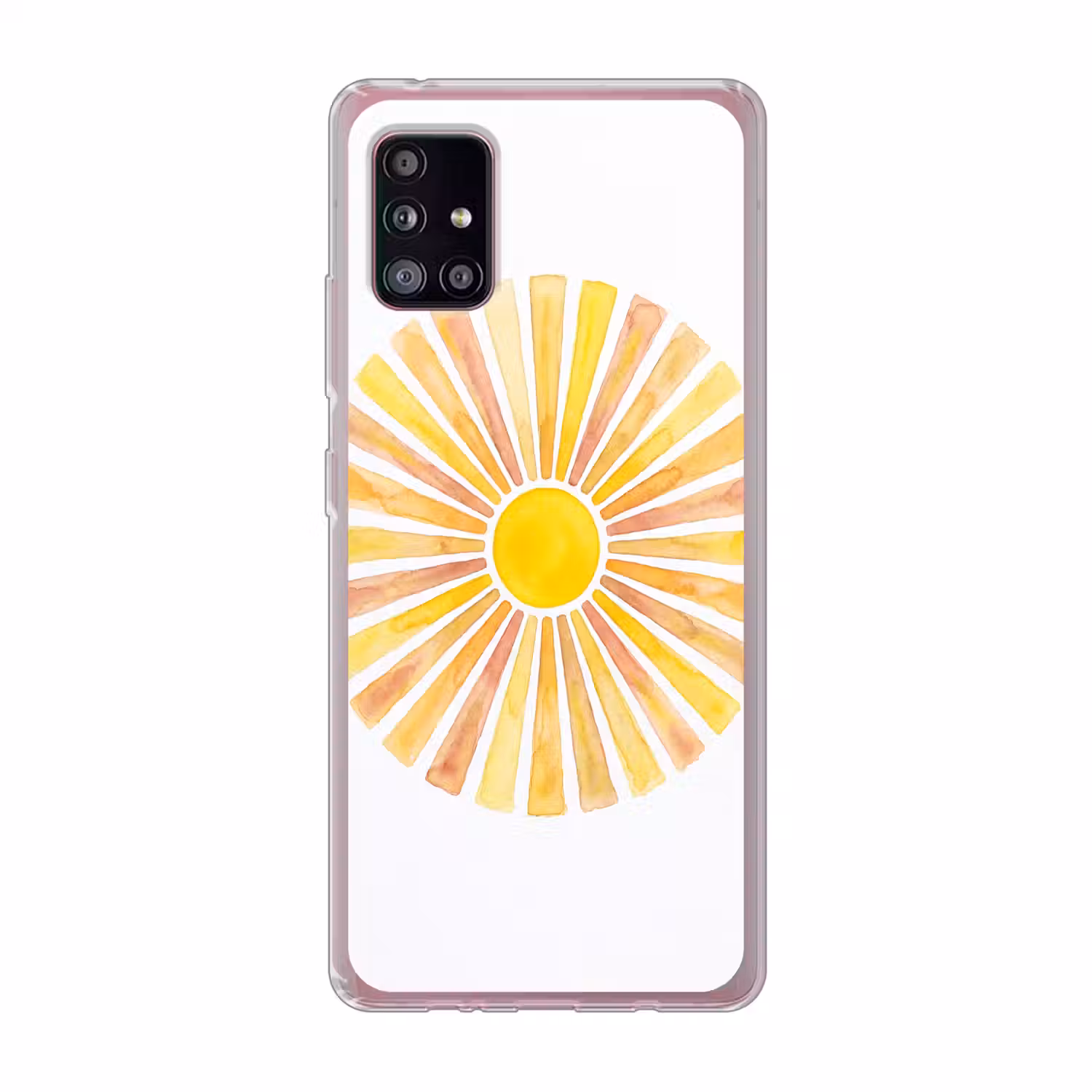 Zon - Stralen - Aquarel - Geel - Abstract Telefoonhoesje Samsung Galaxy A51 5G klein -3d