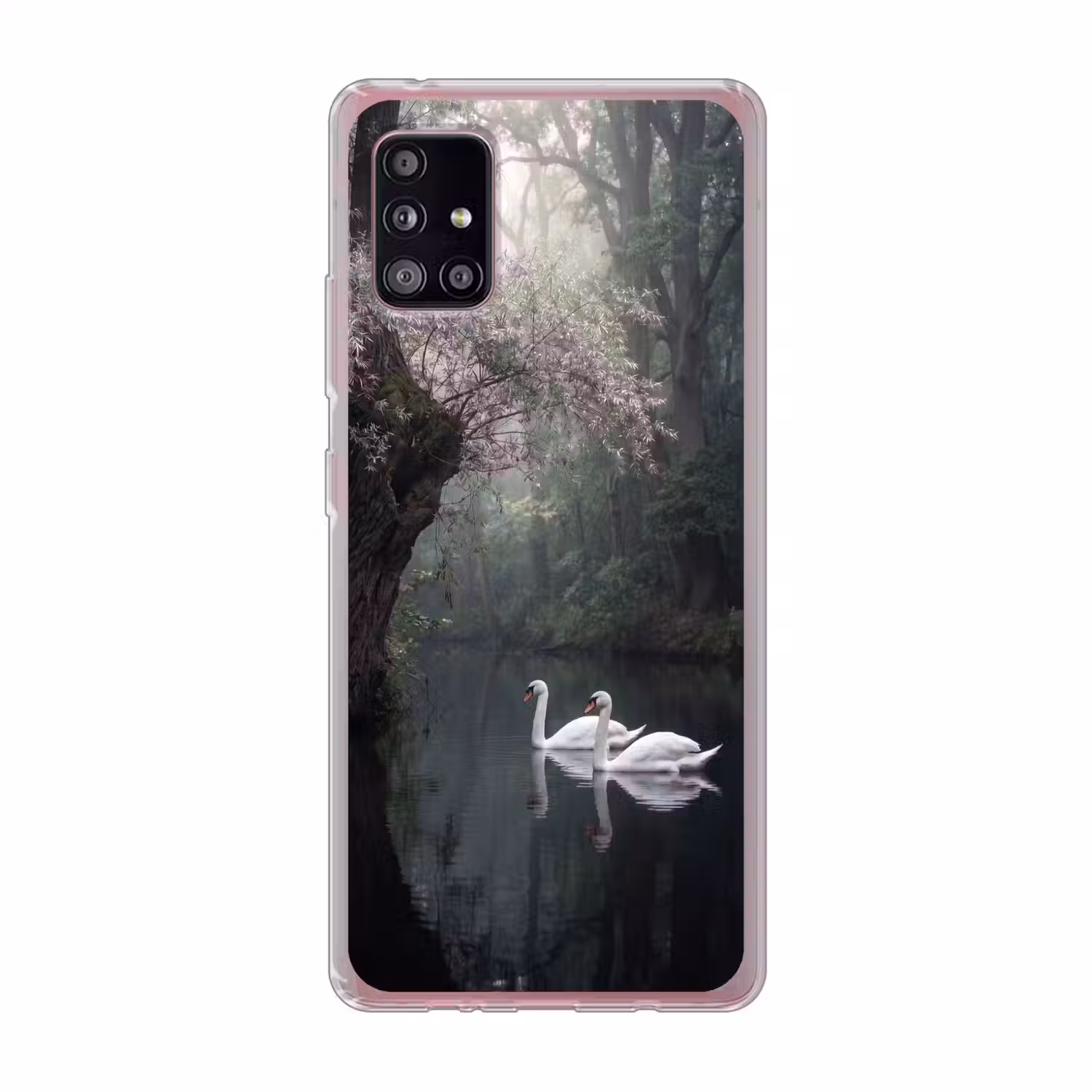 Zwanen - Rivier - Bos Telefoonhoesje Samsung Galaxy A51 5G klein -3d