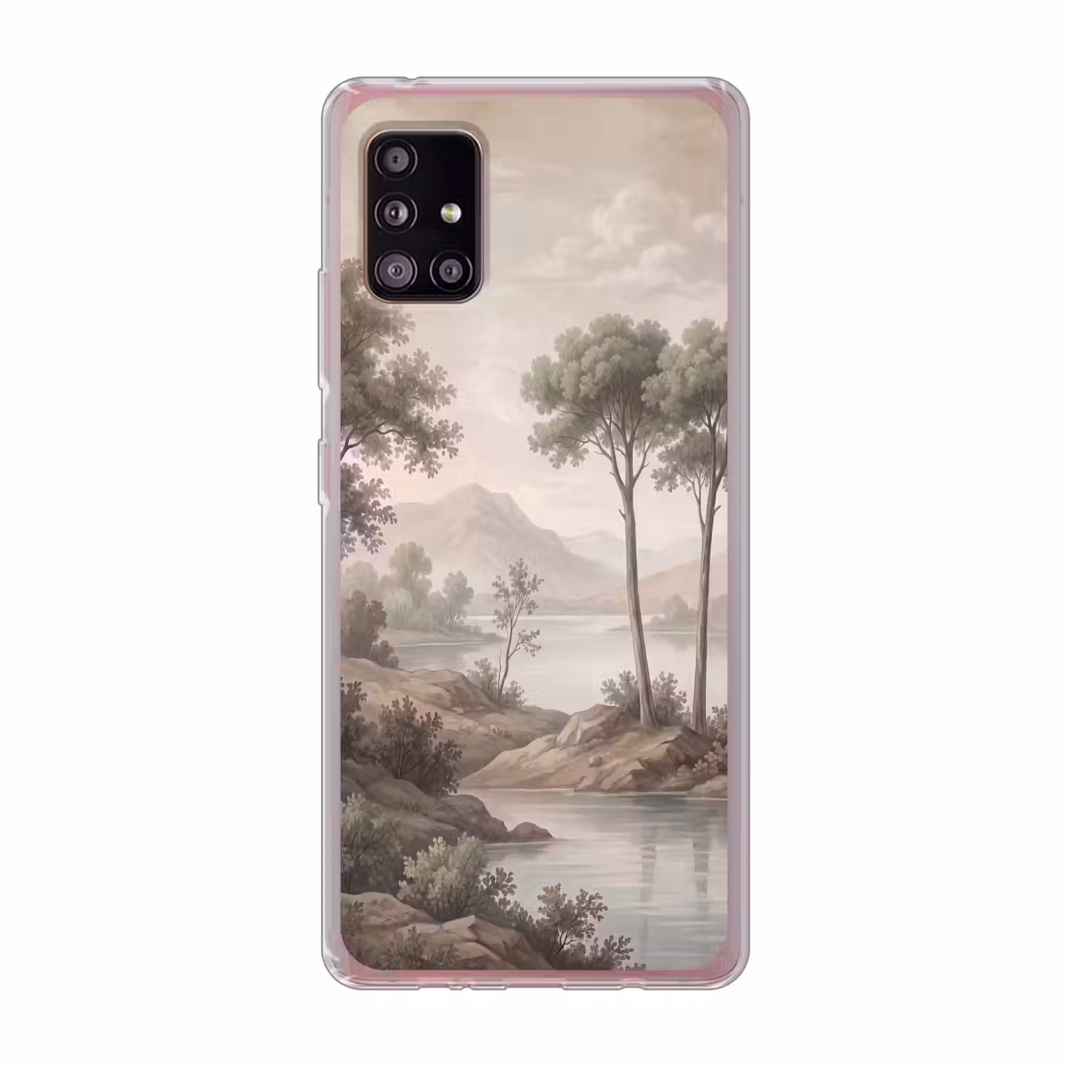 Bomen - Meer - Bergen - Illustratie Telefoonhoesje Samsung Galaxy A51 5G klein -3d