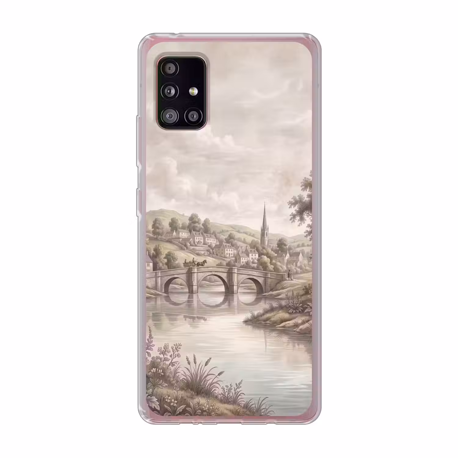 Dorp - Brug - Uitzicht - Groen Telefoonhoesje Samsung Galaxy A51 5G klein -3d