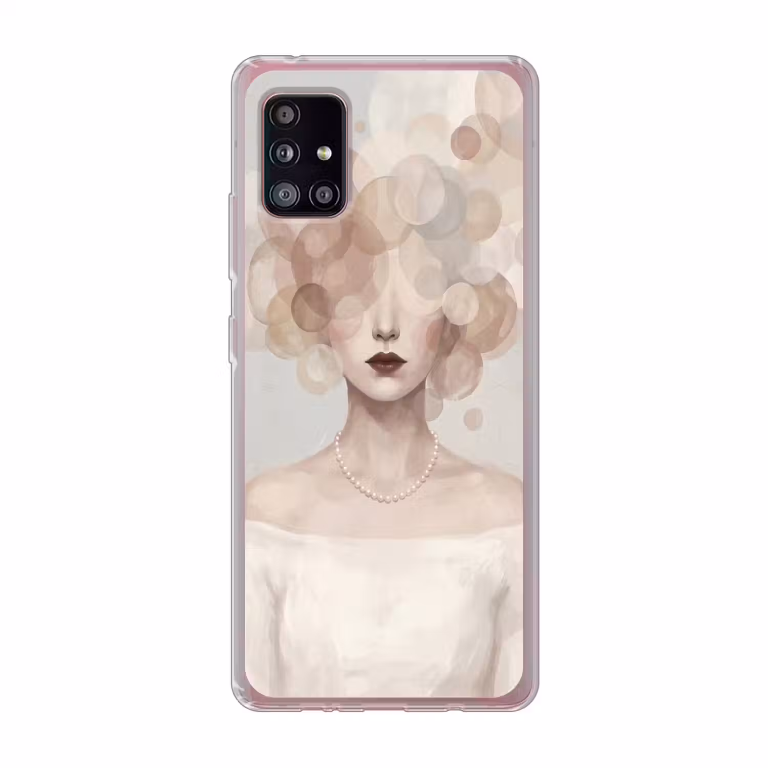 Vrouw - Cirkels - Beige Telefoonhoesje Samsung Galaxy A51 5G klein -3d