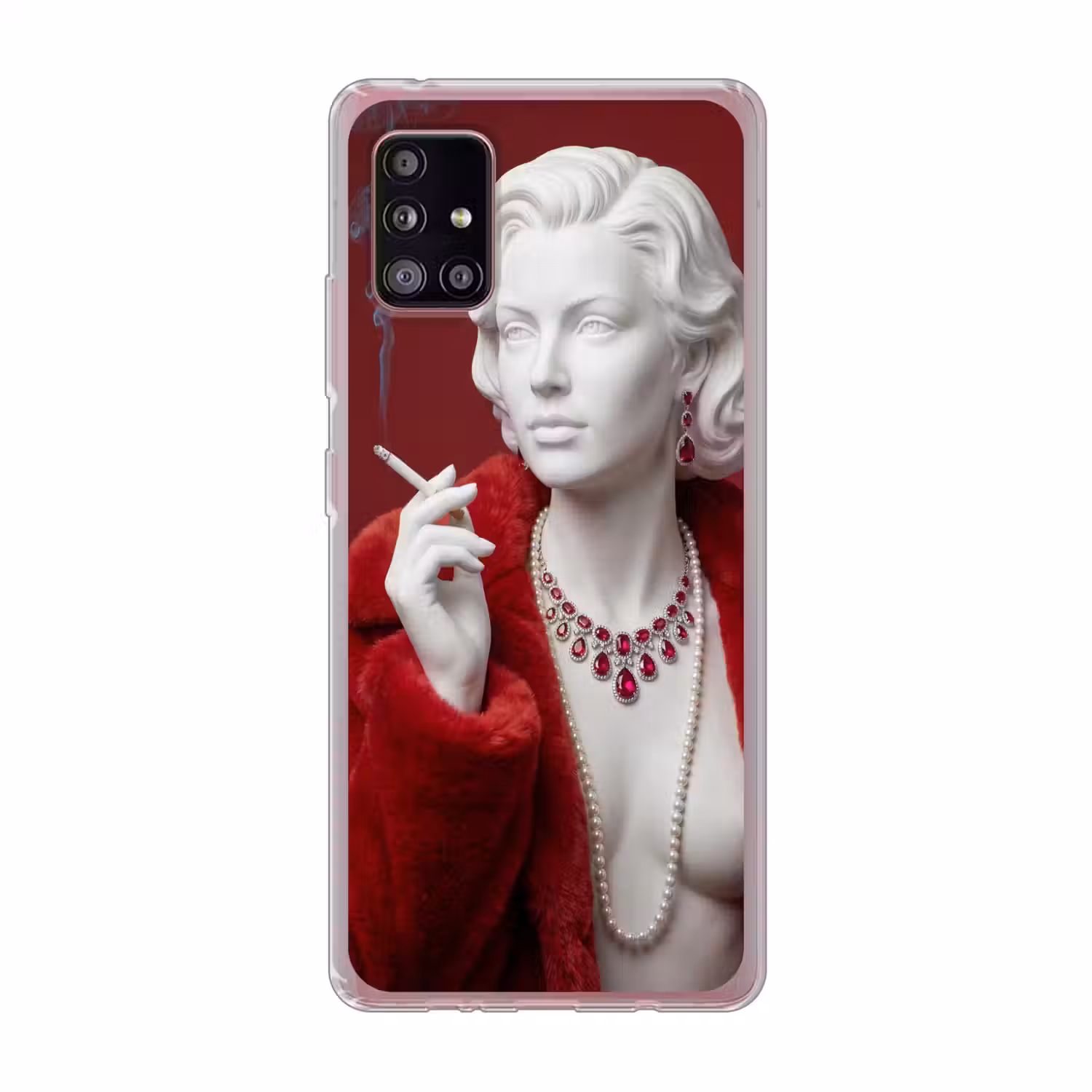 Vrouw - Bontjas - Mode - Klassiek - Rood Telefoonhoesje Samsung Galaxy A51 5G klein -3d