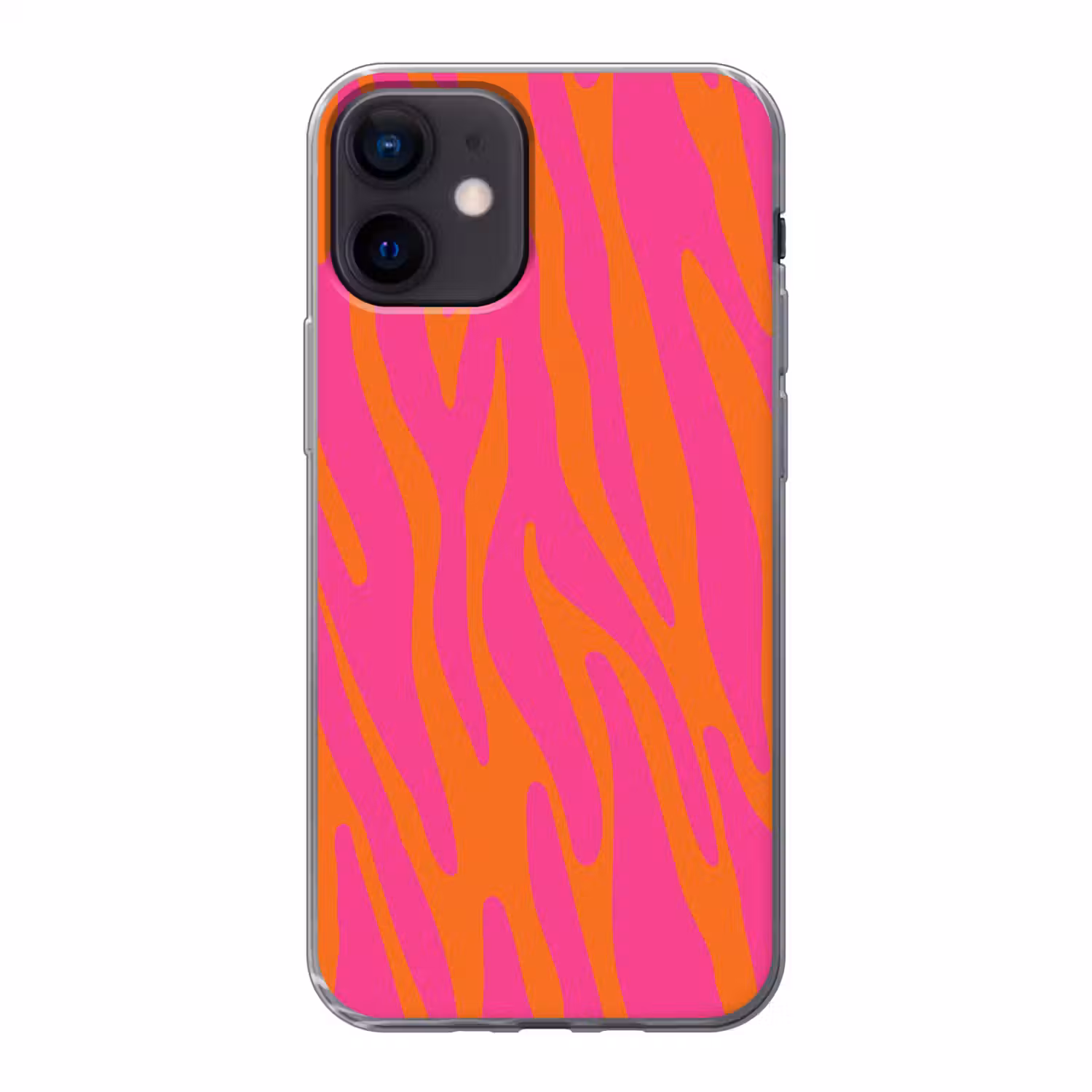 Zebraprint - Roze - Oranje - Dierenprint Telefoonhoesje iPhone 12 Mini klein -3d