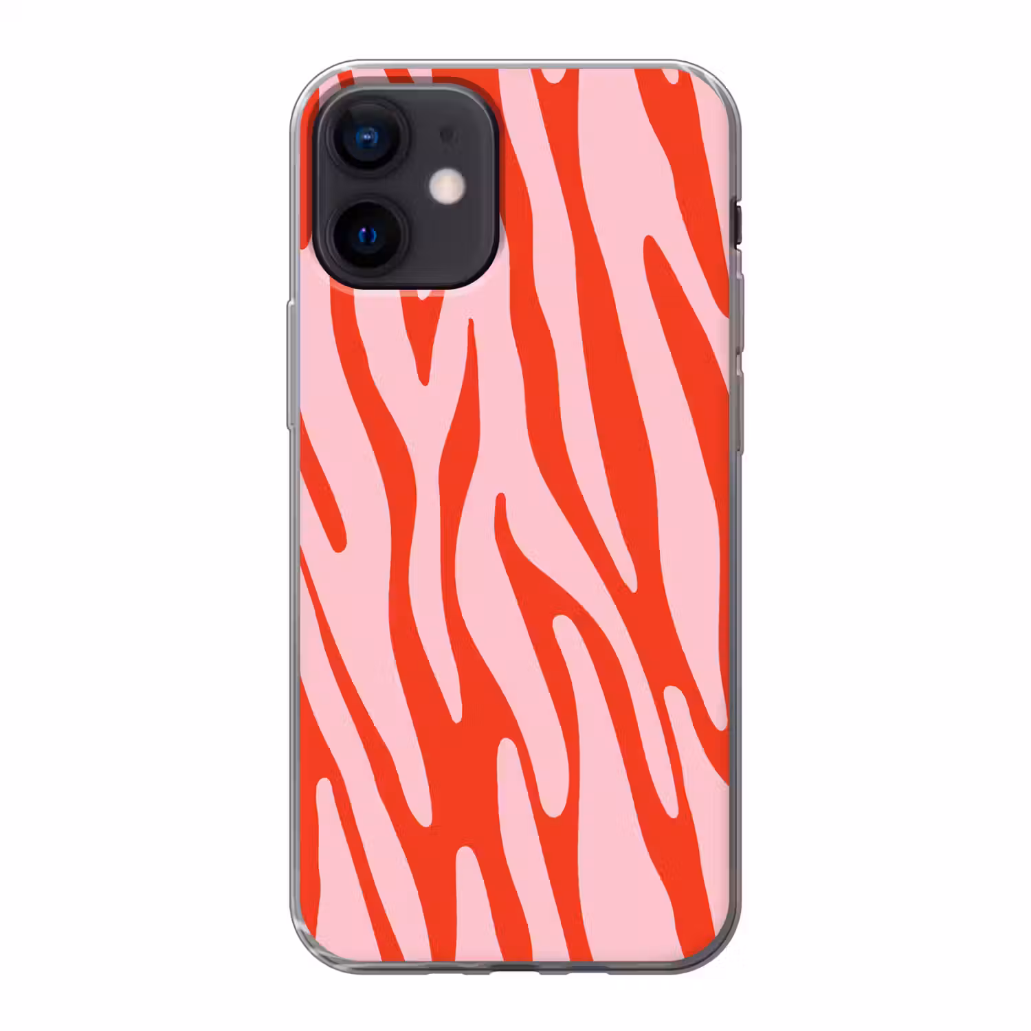 Zebraprint - Roze - Rood - Dierenprint Telefoonhoesje iPhone 12 Mini klein -3d