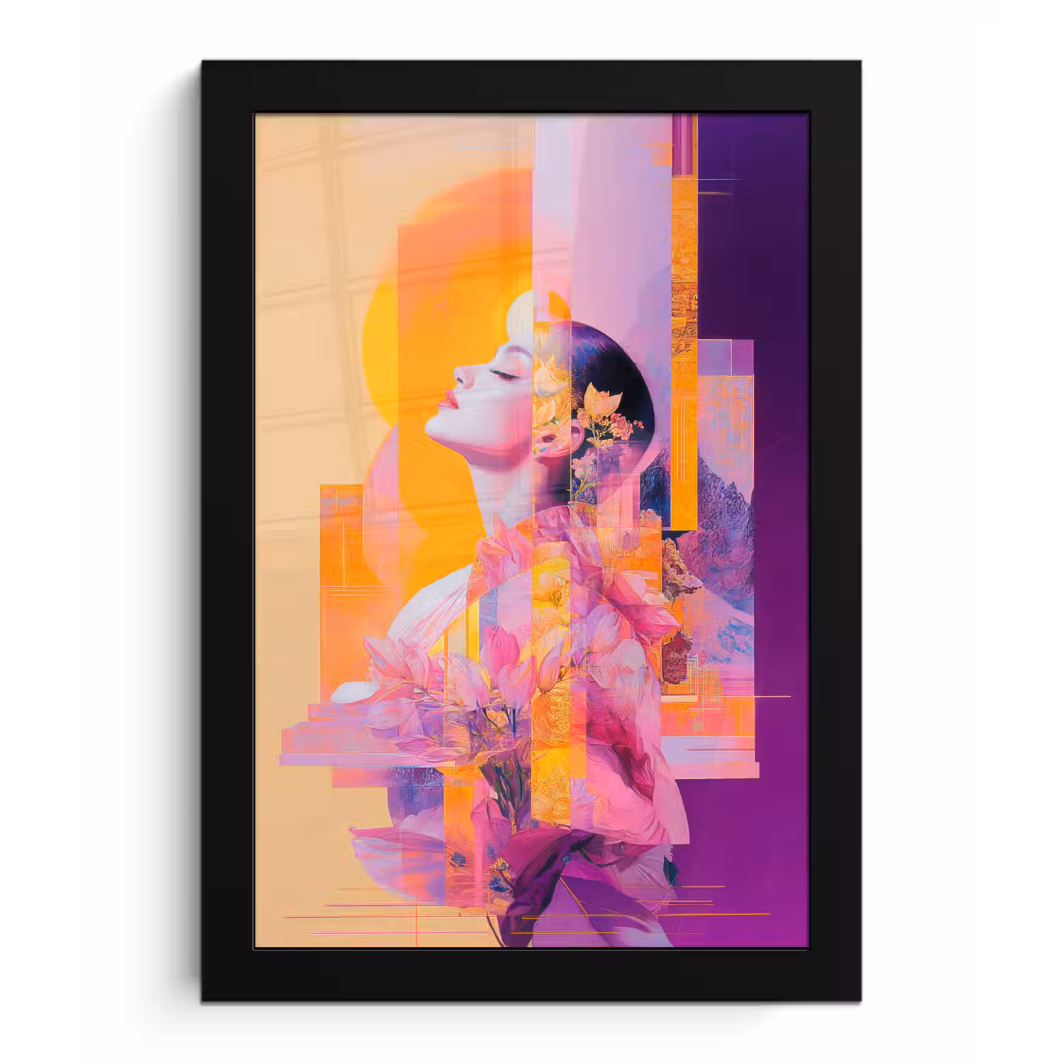 Abstract - Portret - Vrouw - Kleurrijk fotolijst zwart zonder passe partout klein -3d