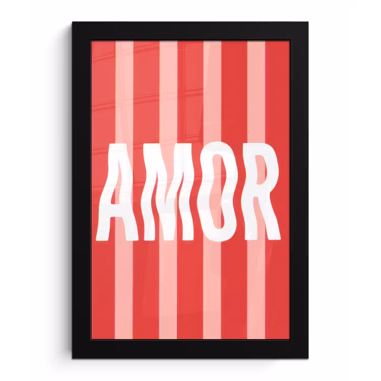Amor - Strepen - Rood - Roze fotolijst zwart zonder passe partout klein -3d