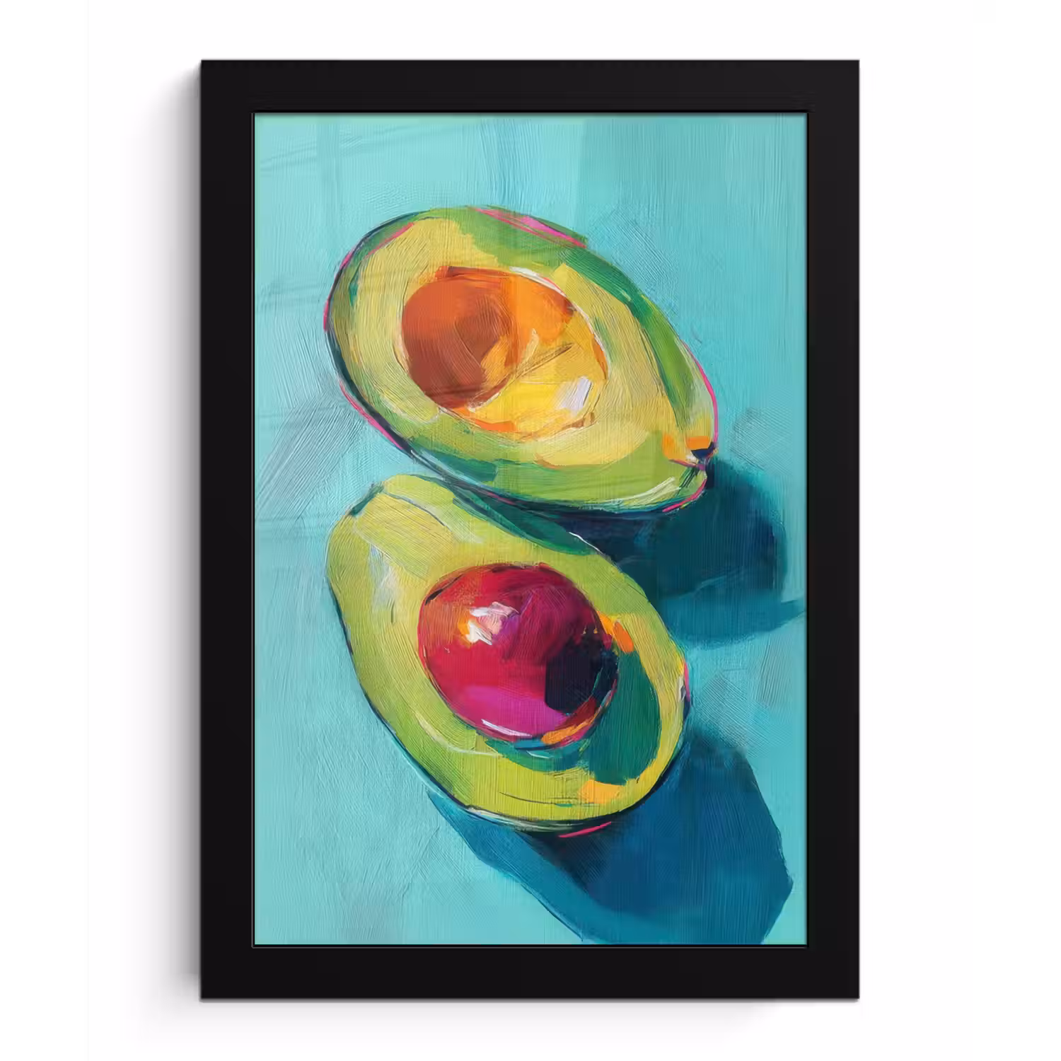 Avocado - Groen - Pit - Schaduw fotolijst zwart zonder passe partout klein -3d