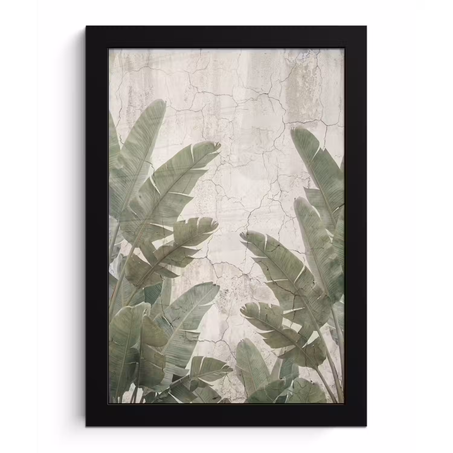 Bananenbladeren - Beton - Groen fotolijst zwart zonder passe partout klein -3d