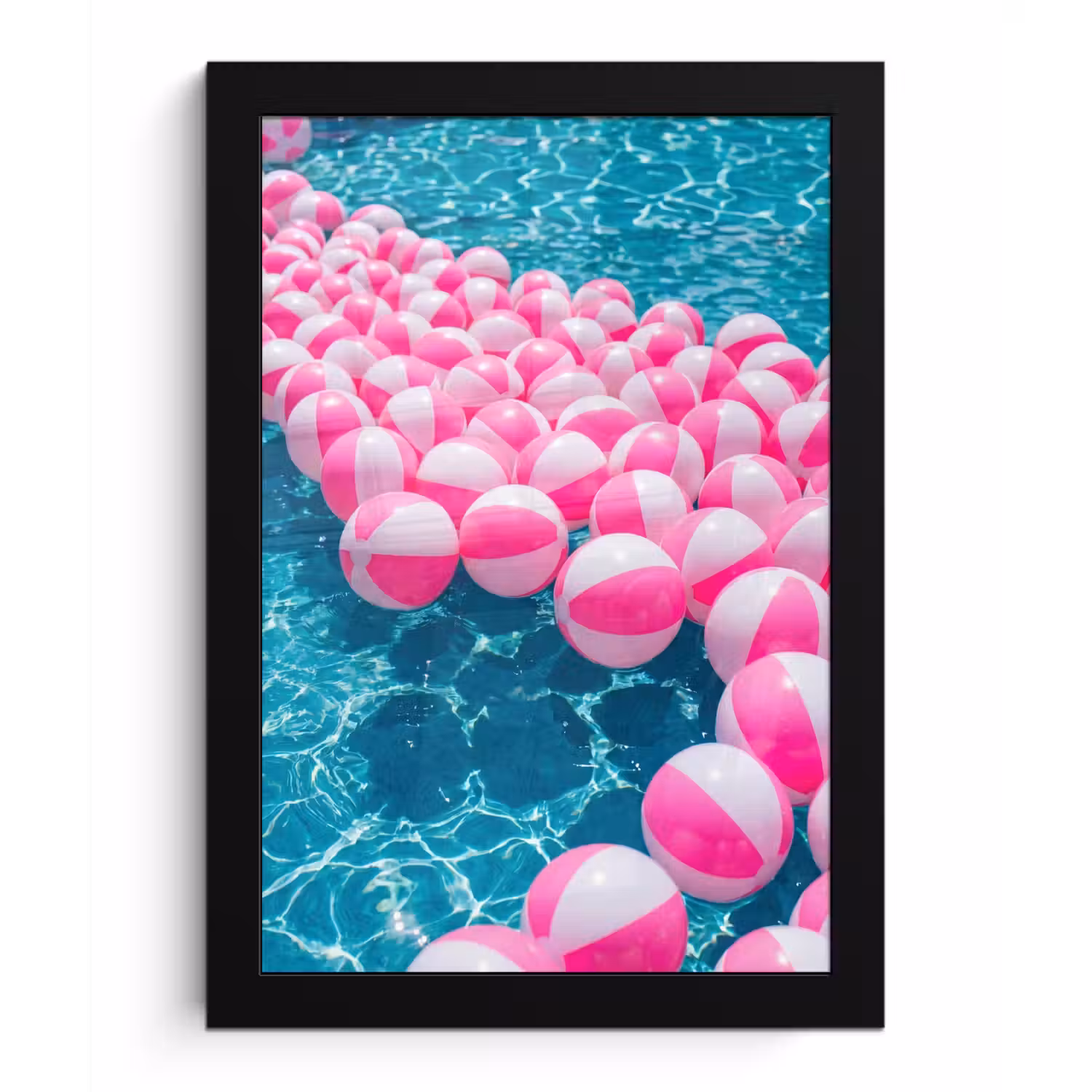 Strandballen - Roze - Water fotolijst zwart zonder passe partout klein -3d
