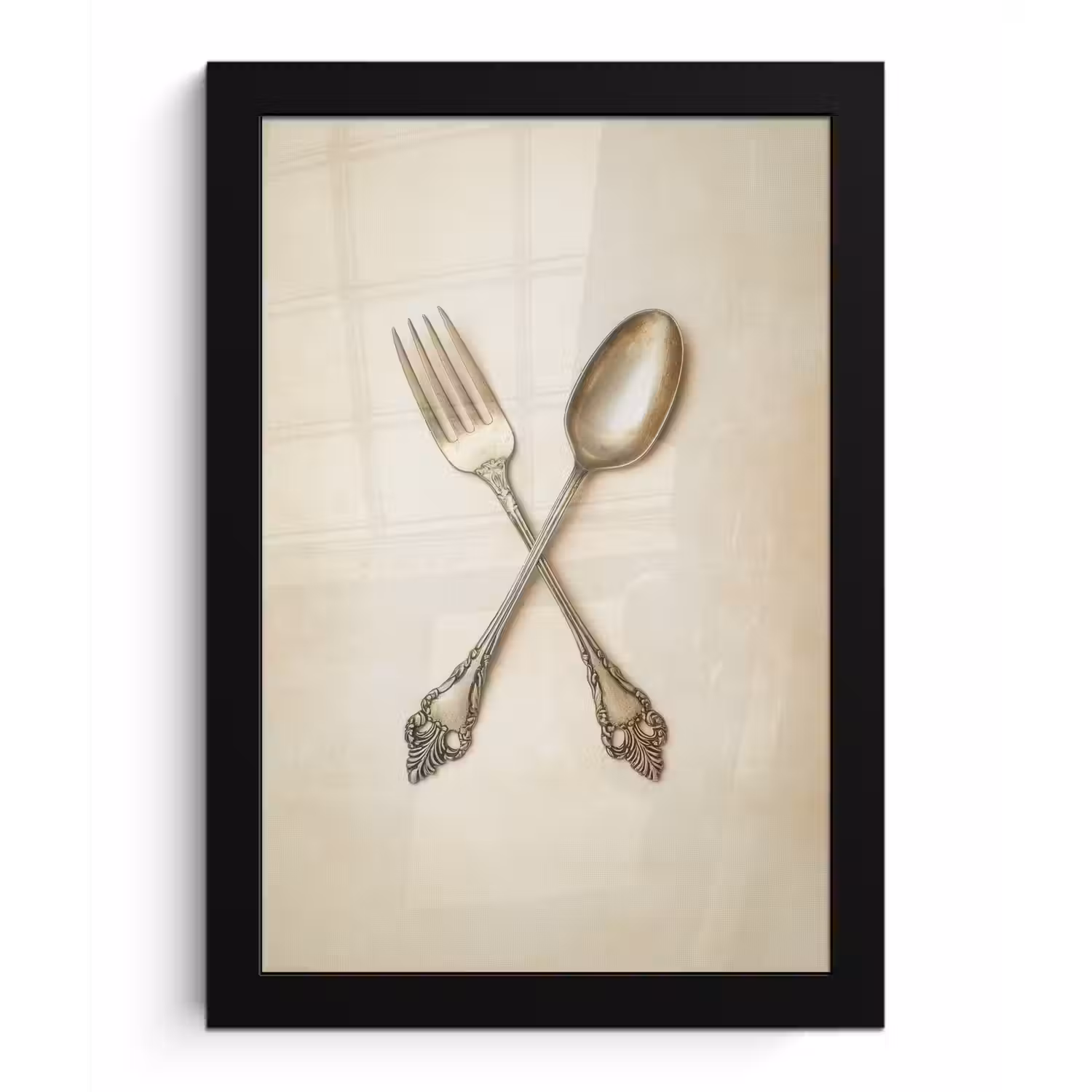 Beige - Vintage - Bestek fotolijst zwart zonder passe partout klein -3d
