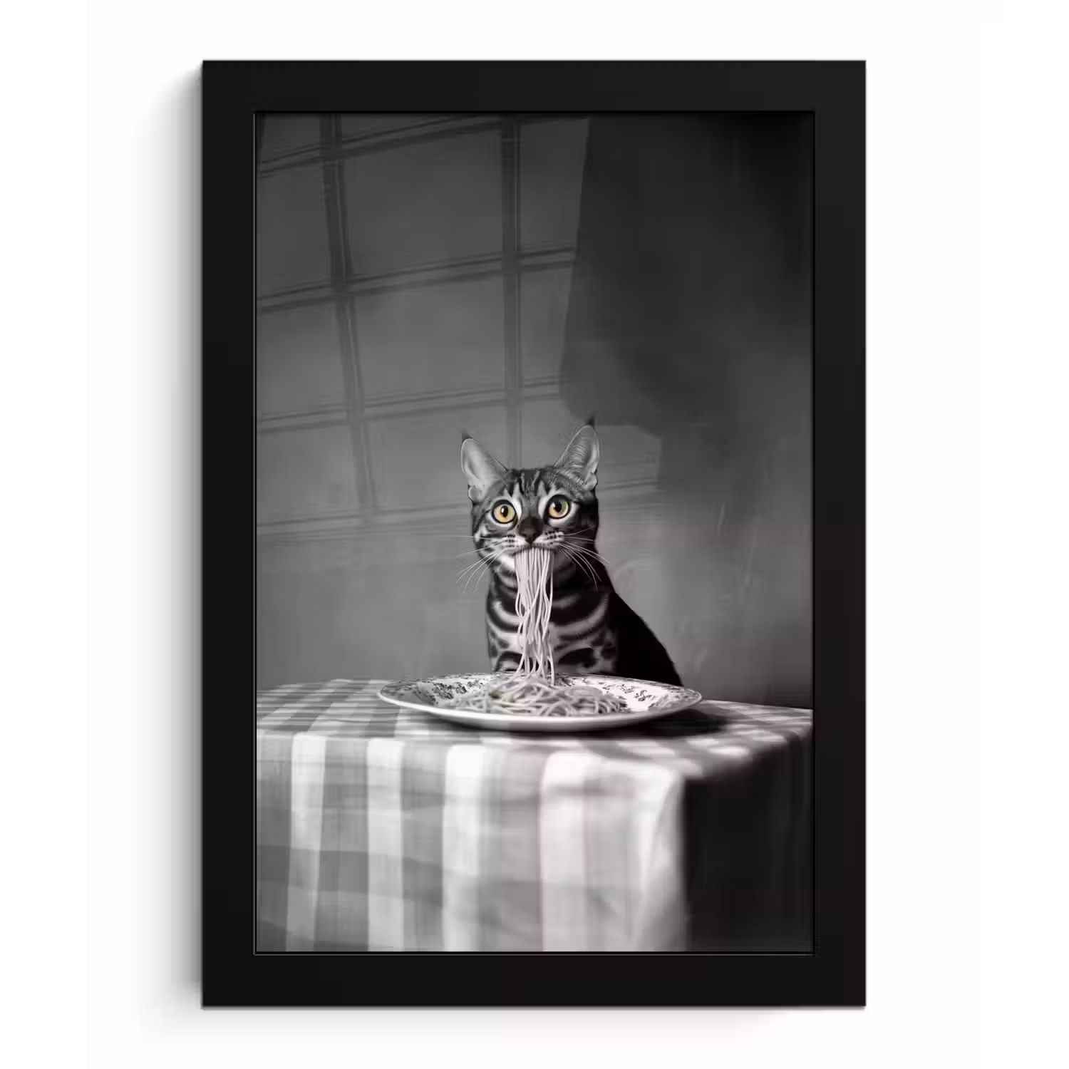 Bengaal - Kat - Tafelkleed - Zwart - Wit - Dier fotolijst zwart zonder passe partout klein -3d