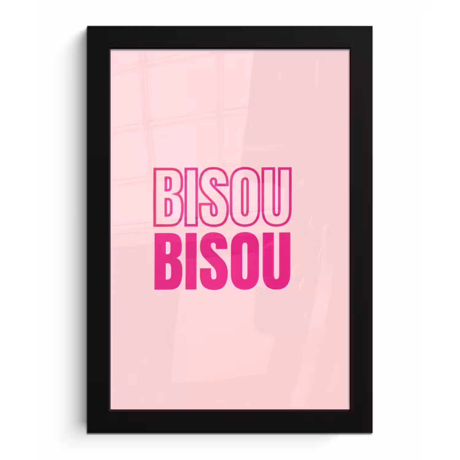 Bisou - Roze - Minimalistisch fotolijst zwart zonder passe partout klein -3d