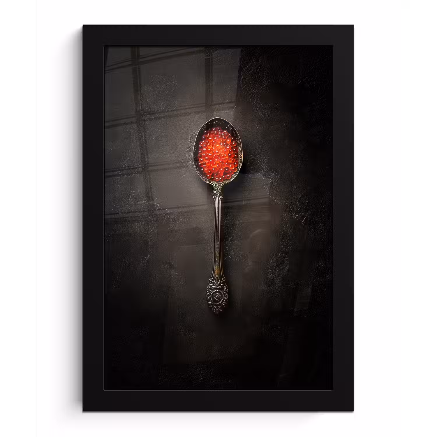Zwart - Lepel - Caviar fotolijst zwart zonder passe partout klein -3d