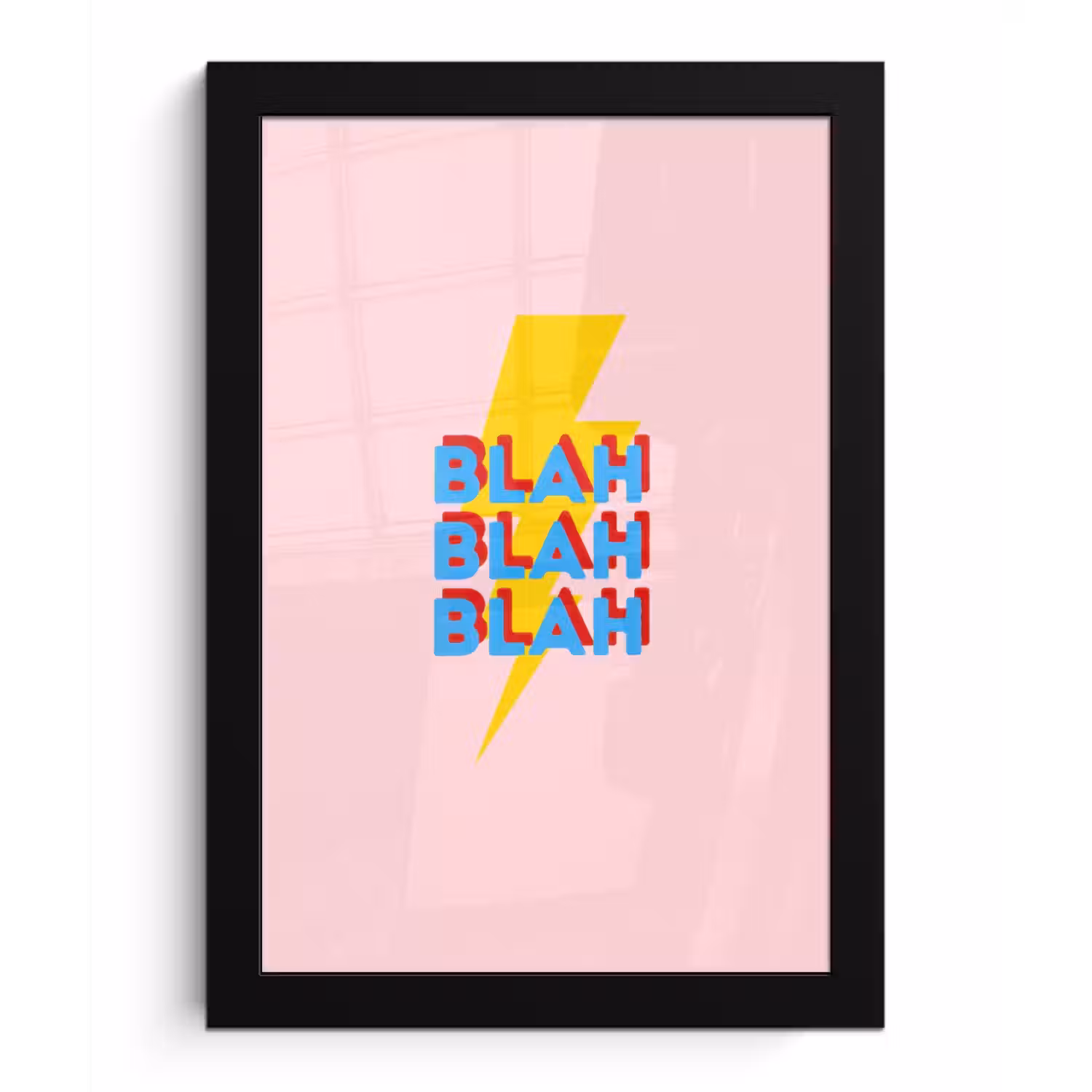 Blah - Bliksem - Roze fotolijst zwart zonder passe partout klein -3d