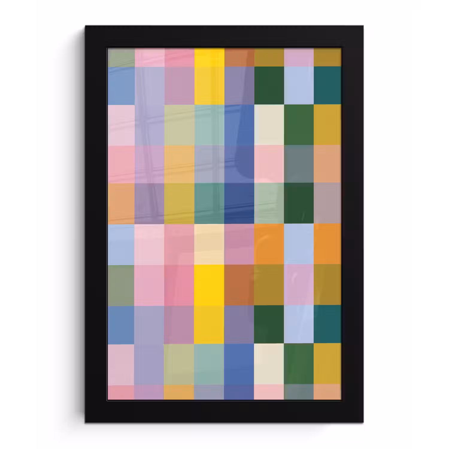 Blokken - Vierkant - Patroon - Gekleurd fotolijst zwart zonder passe partout klein -3d