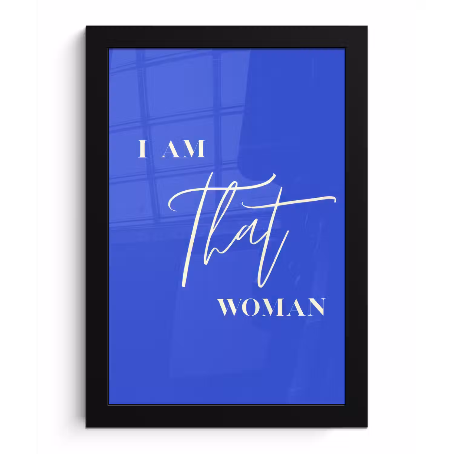 Blauw - I am that woman - Sierlijk - Minimalistisch fotolijst zwart zonder passe partout klein -3d