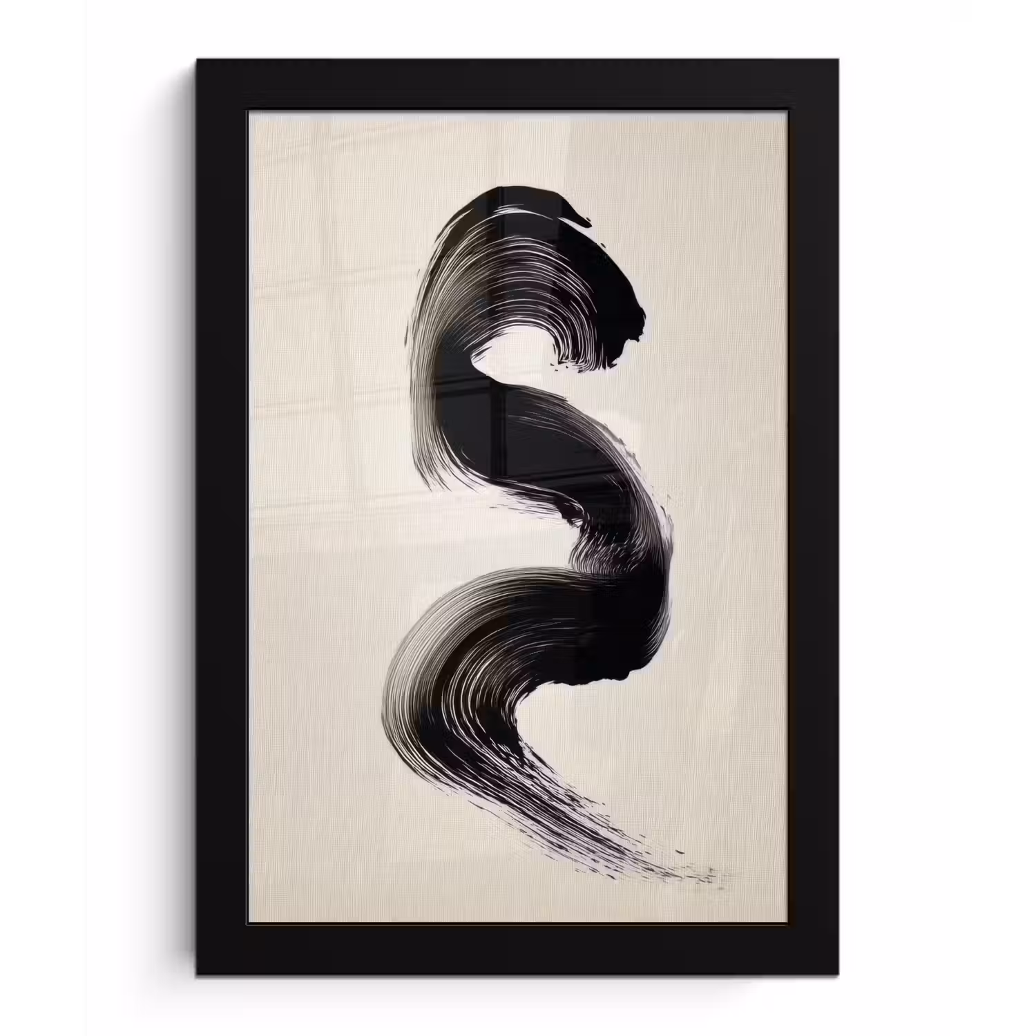 Penseelstreek - Zwart - Minimalistisch fotolijst zwart zonder passe partout klein -3d