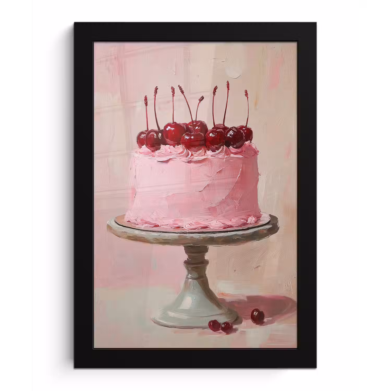 Taart - Pink - Cherry fotolijst zwart zonder passe partout klein -3d