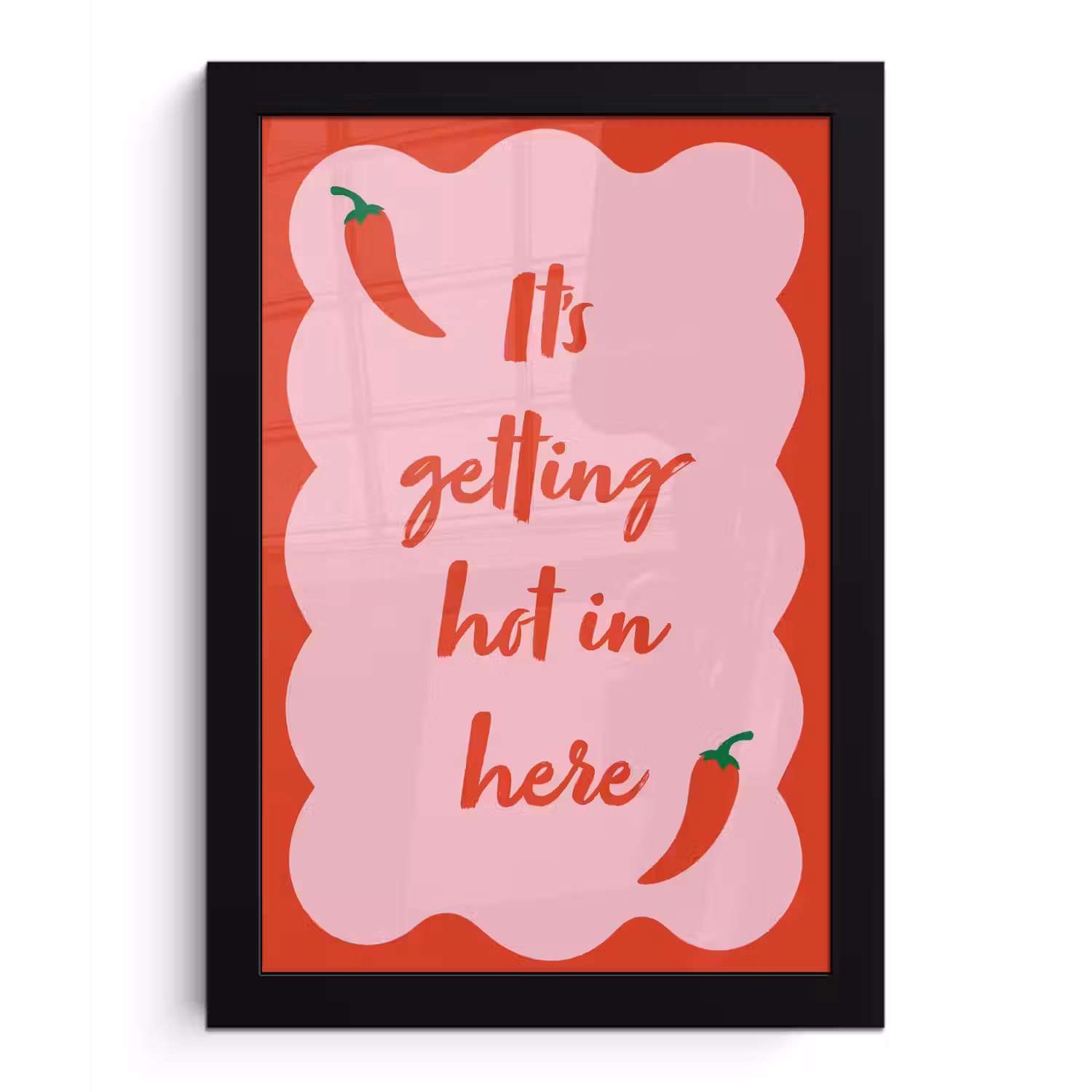Chilipeper - Red - Hot - Quotes fotolijst zwart zonder passe partout klein -3d