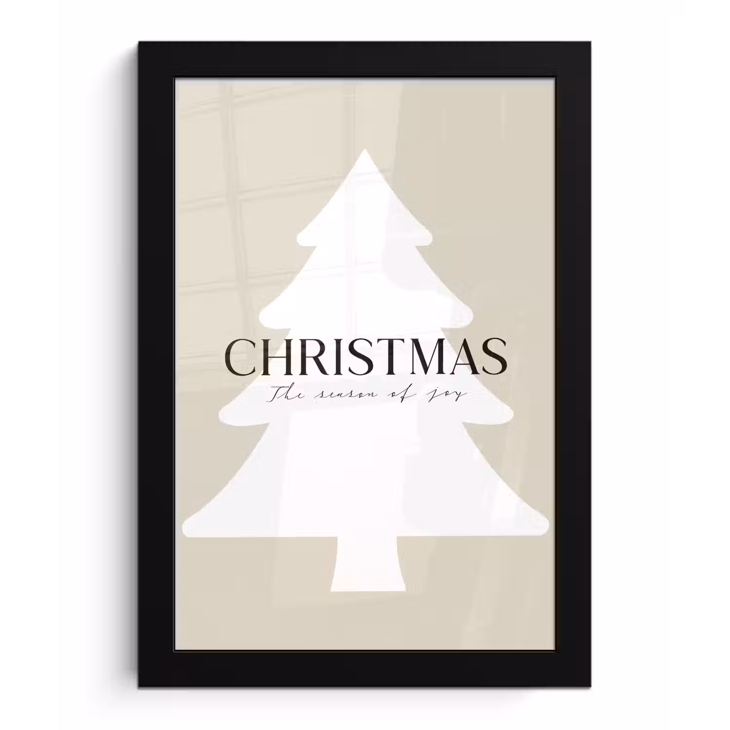 Kerstboom - Japandi - Christmas - Beige fotolijst zwart zonder passe partout klein -3d