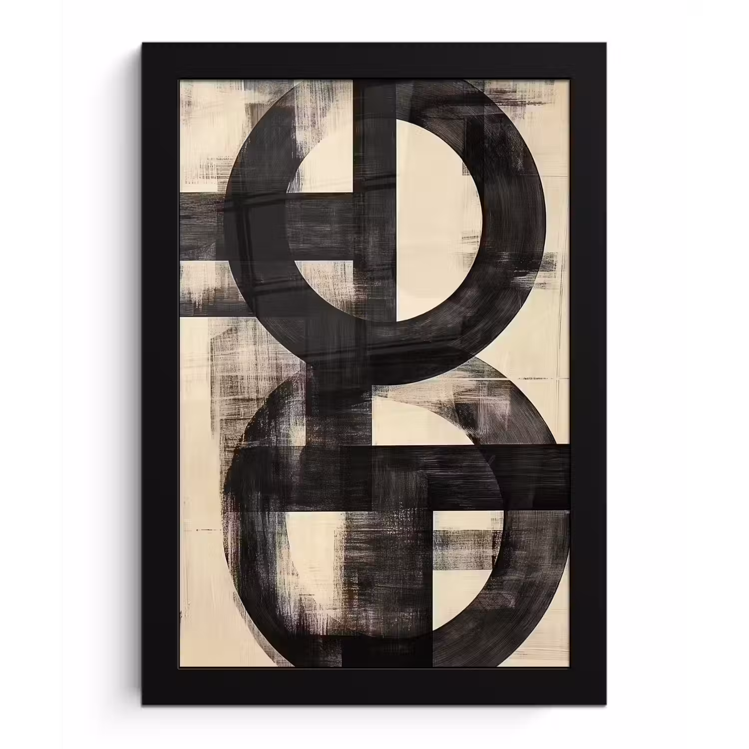 Cirkels - Balken - Zwart - Abstract fotolijst zwart zonder passe partout klein -3d