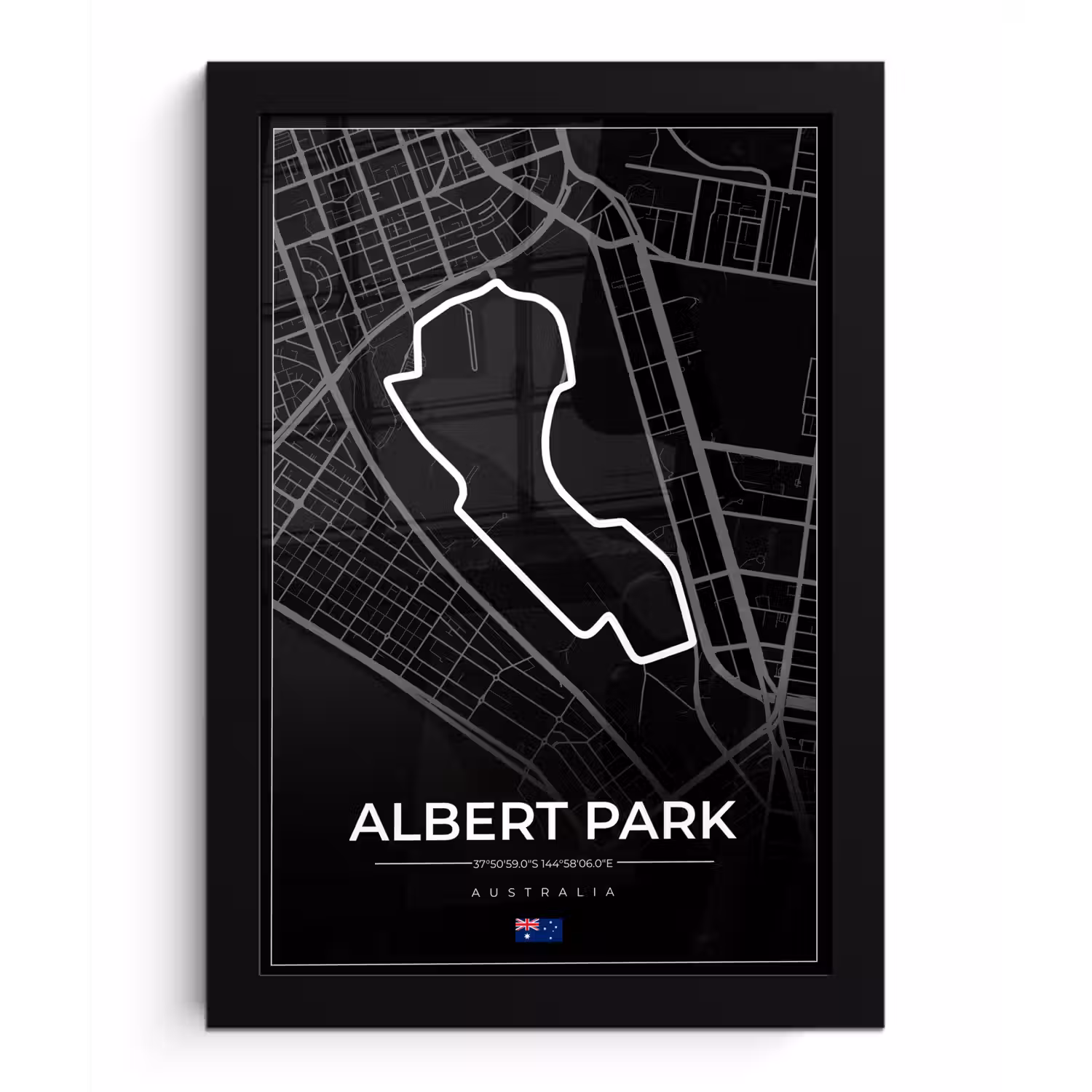 Circuit - Formule 1 - Australië - Racebaan - Albert Park circuit - Zwart fotolijst zwart zonder passe partout klein -3d