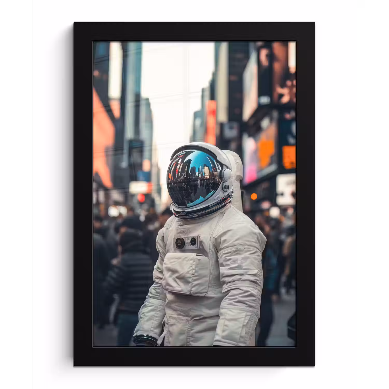 Stad - Mensen - Astronaut - Wit fotolijst zwart zonder passe partout klein -3d
