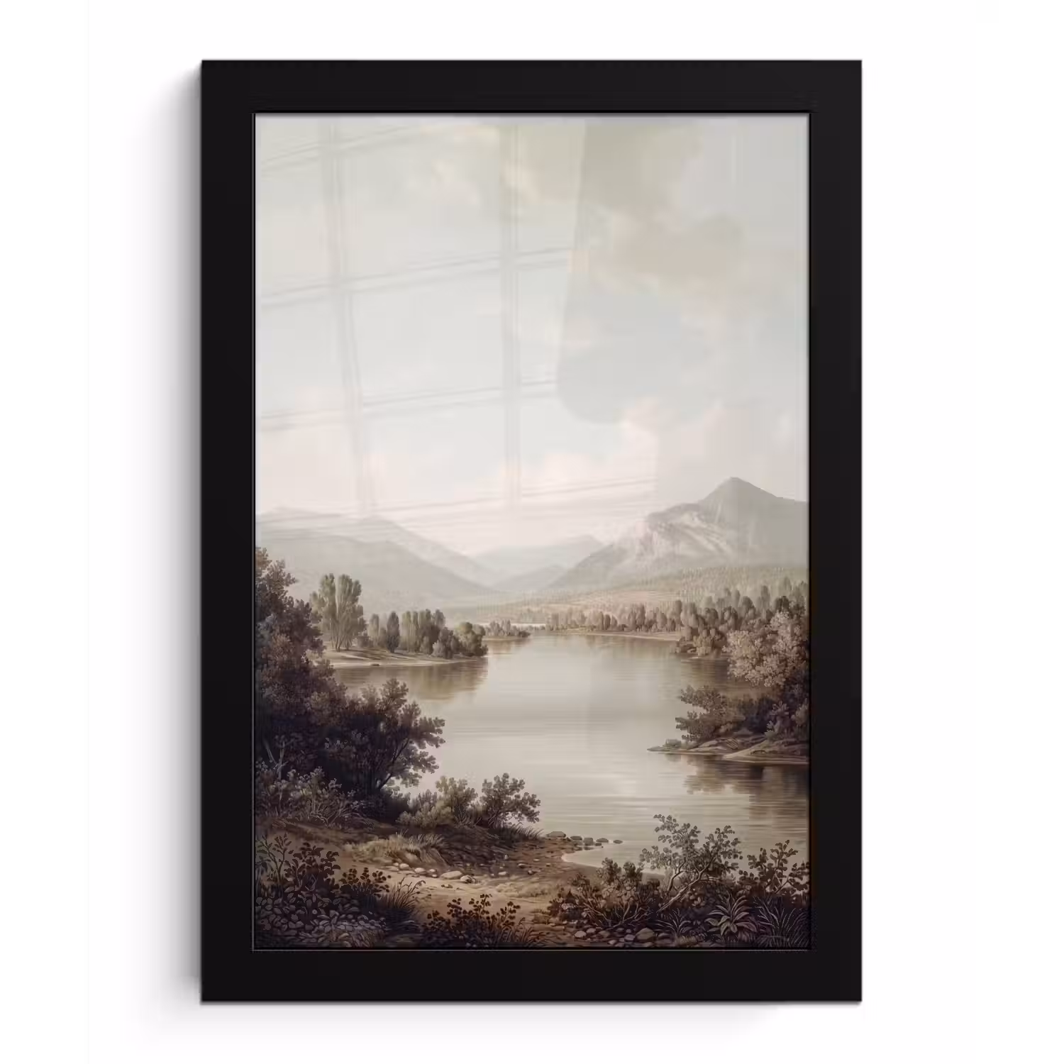 Klassiek - Landschap - Sereen fotolijst zwart zonder passe partout klein -3d