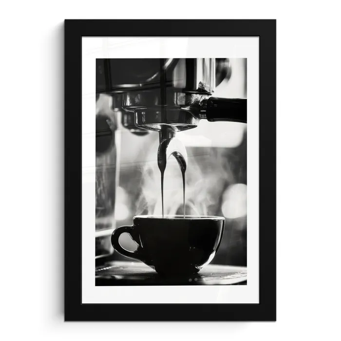 Coffee - Espresso - Koffiemachine - Kop fotolijst zwart zonder passe partout klein -3d