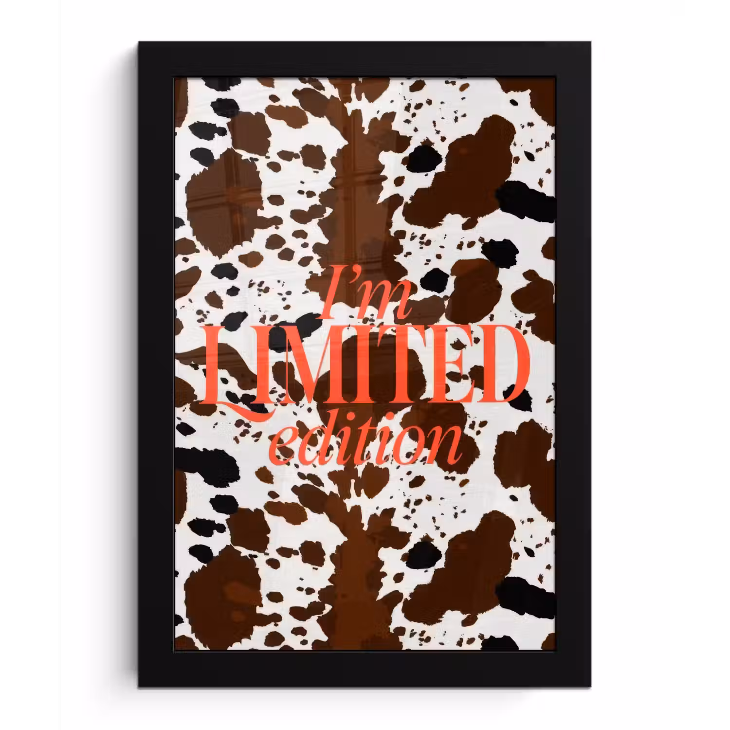 Koeienprint - Limited edition - Rood fotolijst zwart zonder passe partout klein -3d