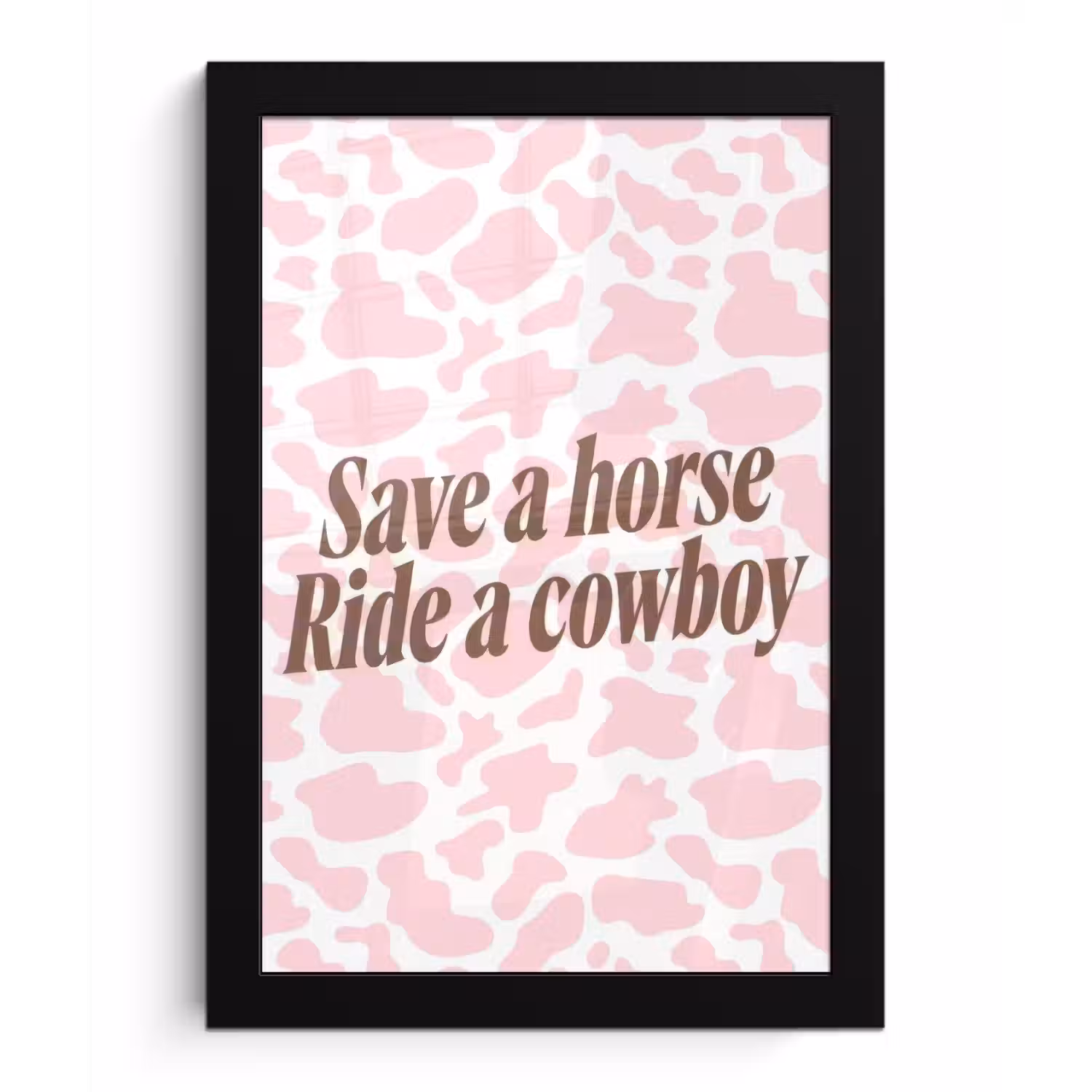 Koeienprint - Roze - Cowboy - Horse fotolijst zwart zonder passe partout klein -3d