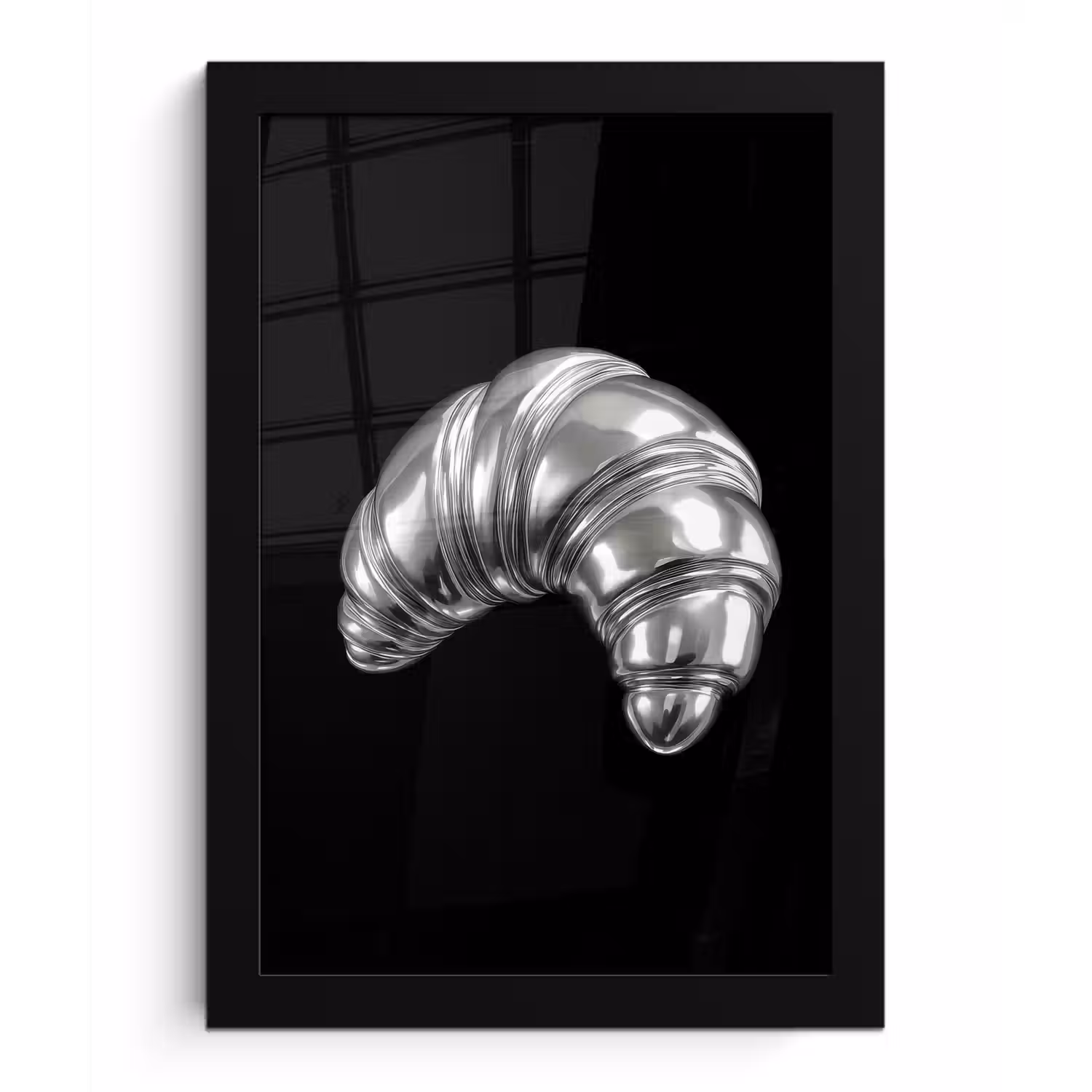 Croissant - Metaal - Zilver fotolijst zwart zonder passe partout klein -3d