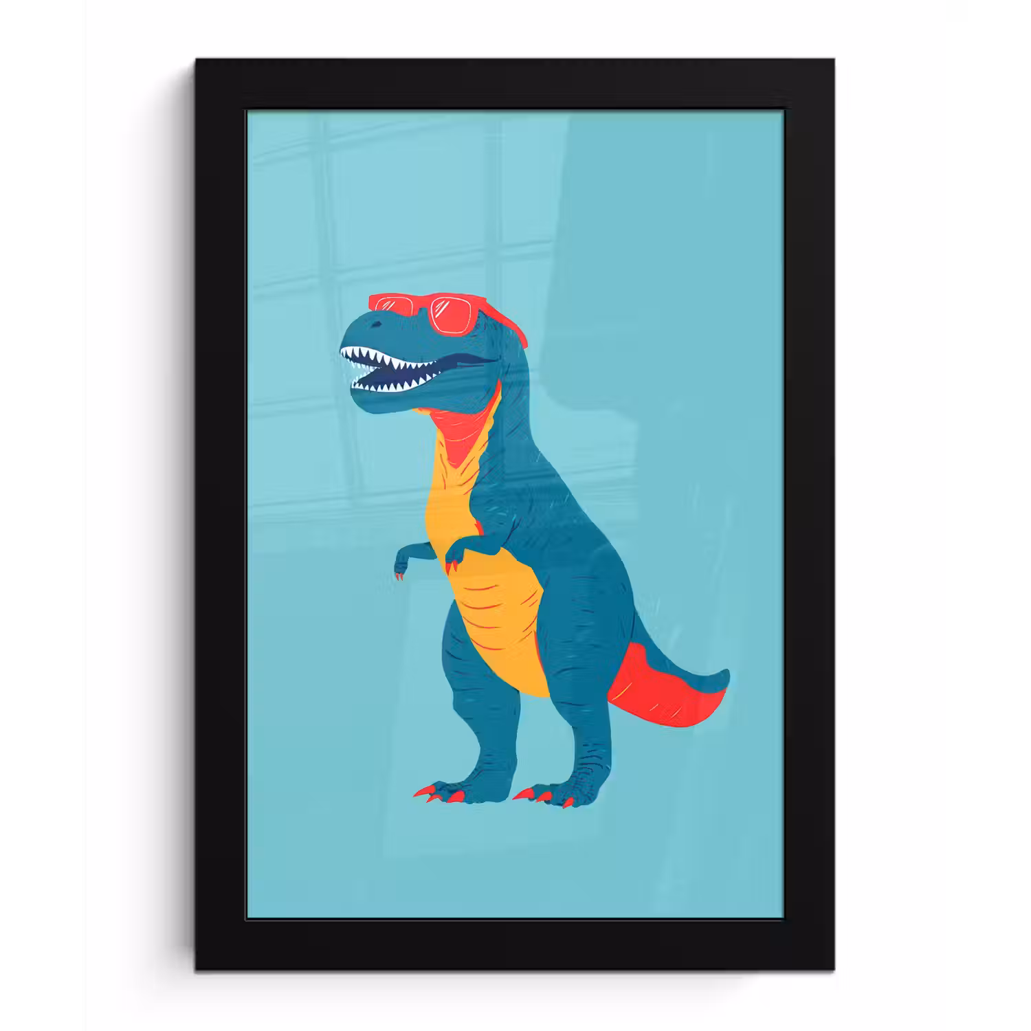 Dinosaurus - Blauw - Zonnebril fotolijst zwart zonder passe partout klein -3d