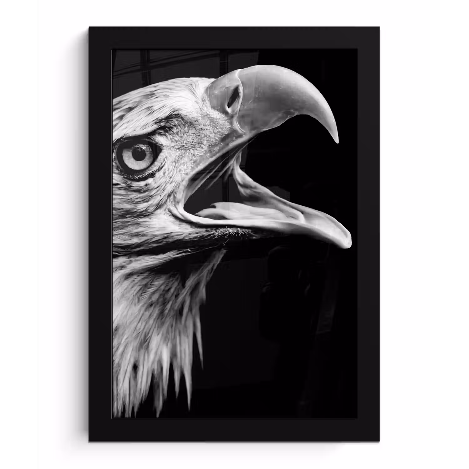 Adelaar - Portret - Roofvogels - Zwart - Wit - Vogel fotolijst zwart zonder passe partout klein -3d