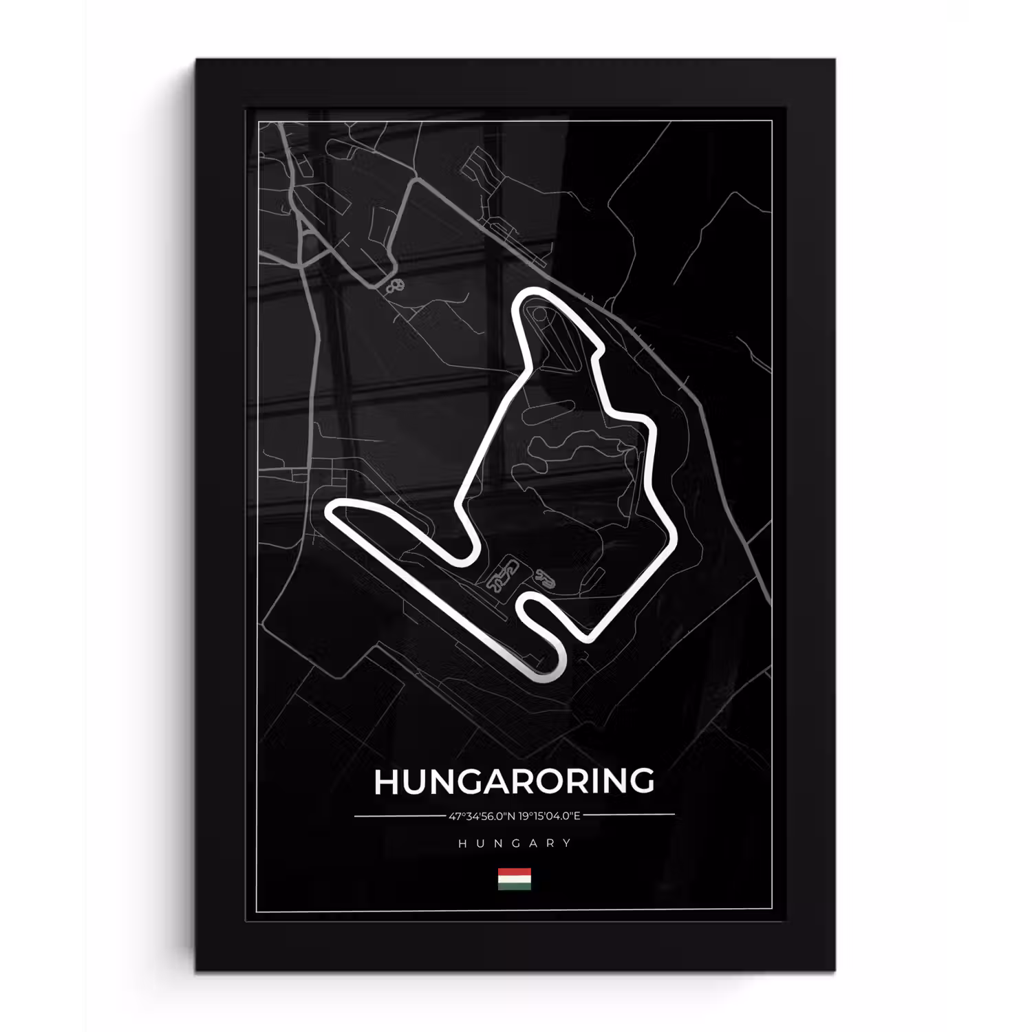 F1 - Hongarije - Auto - Racebaan - Hungaroring - Zwart fotolijst zwart zonder passe partout klein -3d