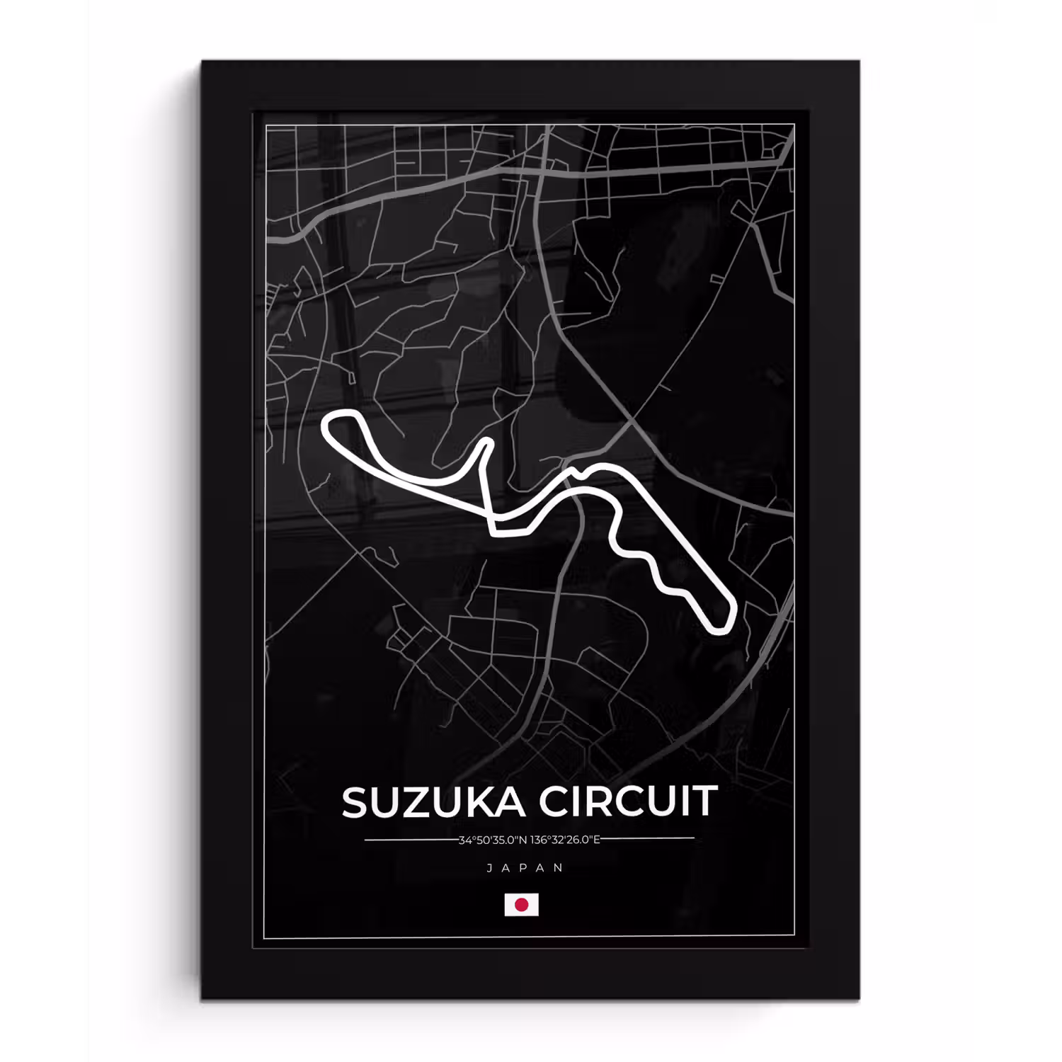 F1 - Racing - Japan - Suzuka Circuit - Racebaan - Zwart fotolijst zwart zonder passe partout klein -3d