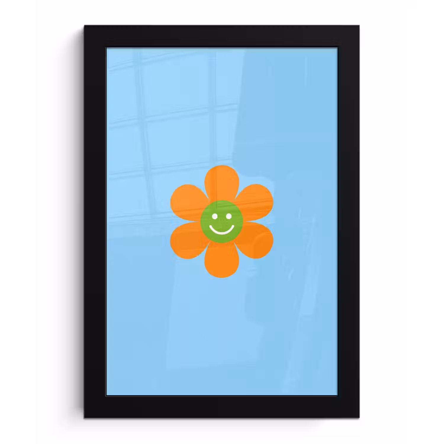 Bloem - Smiley - Kleurrijk fotolijst zwart zonder passe partout klein -3d