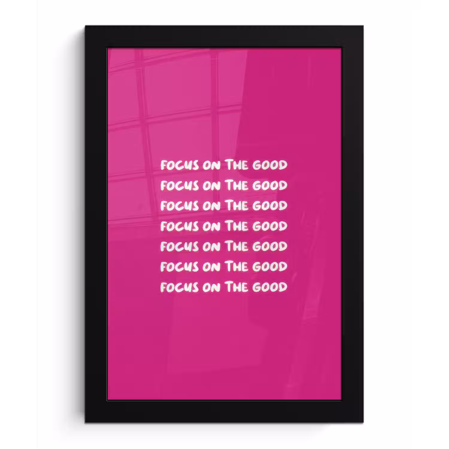 Focus on the good - Roze - wit fotolijst zwart zonder passe partout klein -3d