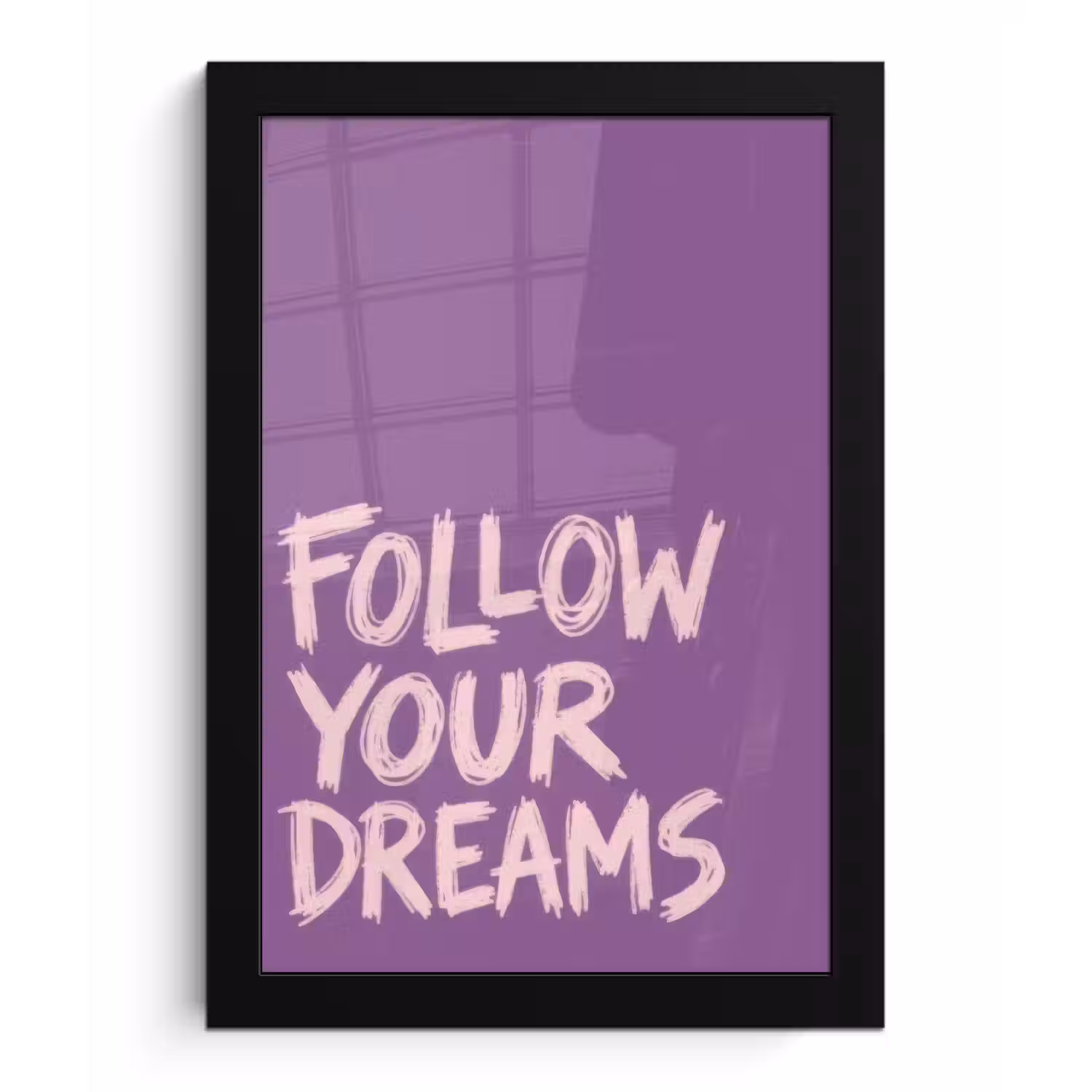 Follow your dreams - Paars - Penseeltextuur fotolijst zwart zonder passe partout klein -3d