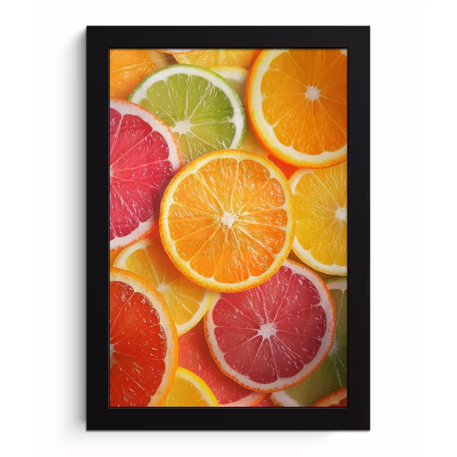 Fruit - Kleurrijk - Close up fotolijst zwart zonder passe partout klein -3d